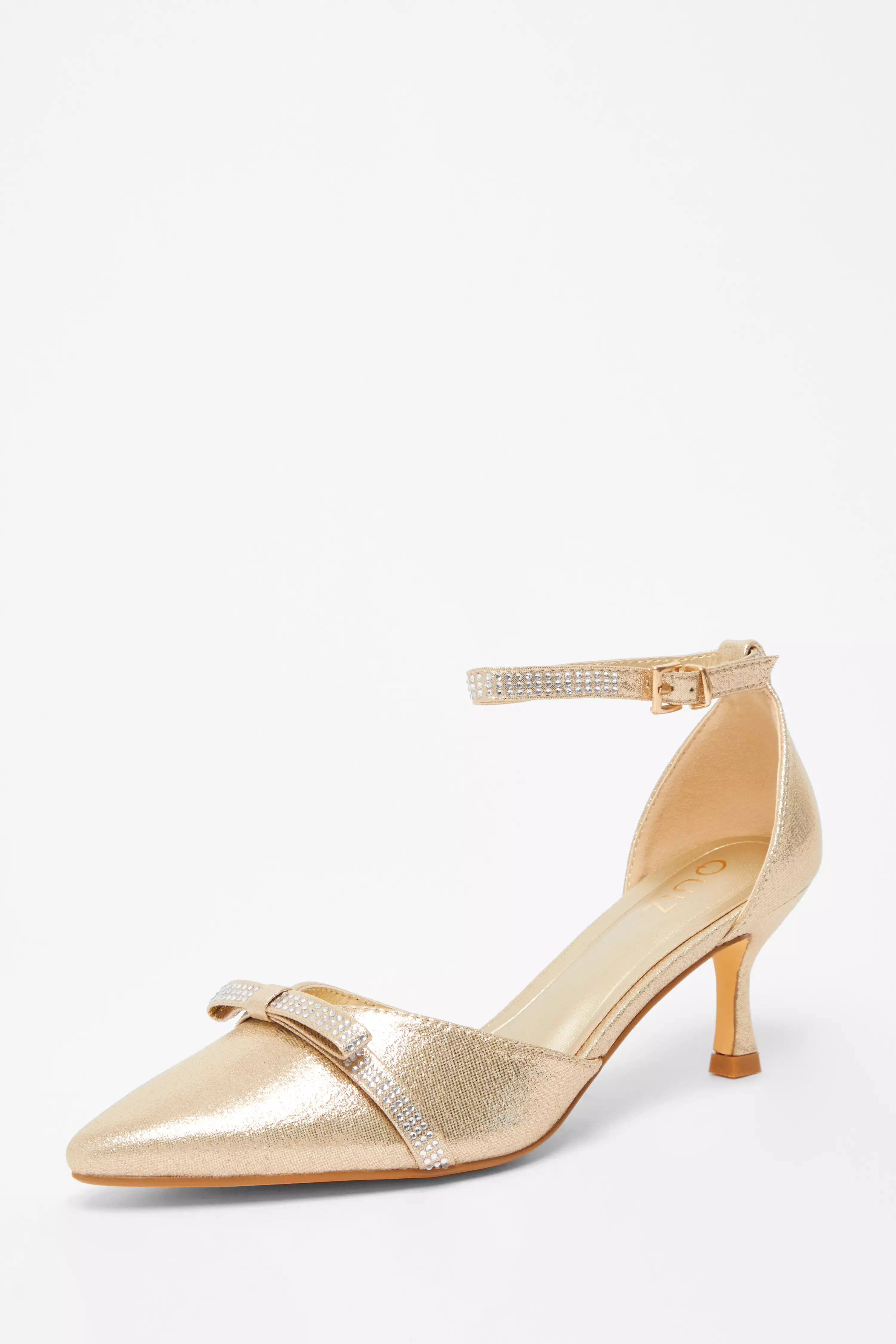 Gold Shimmer Bow Court Heels