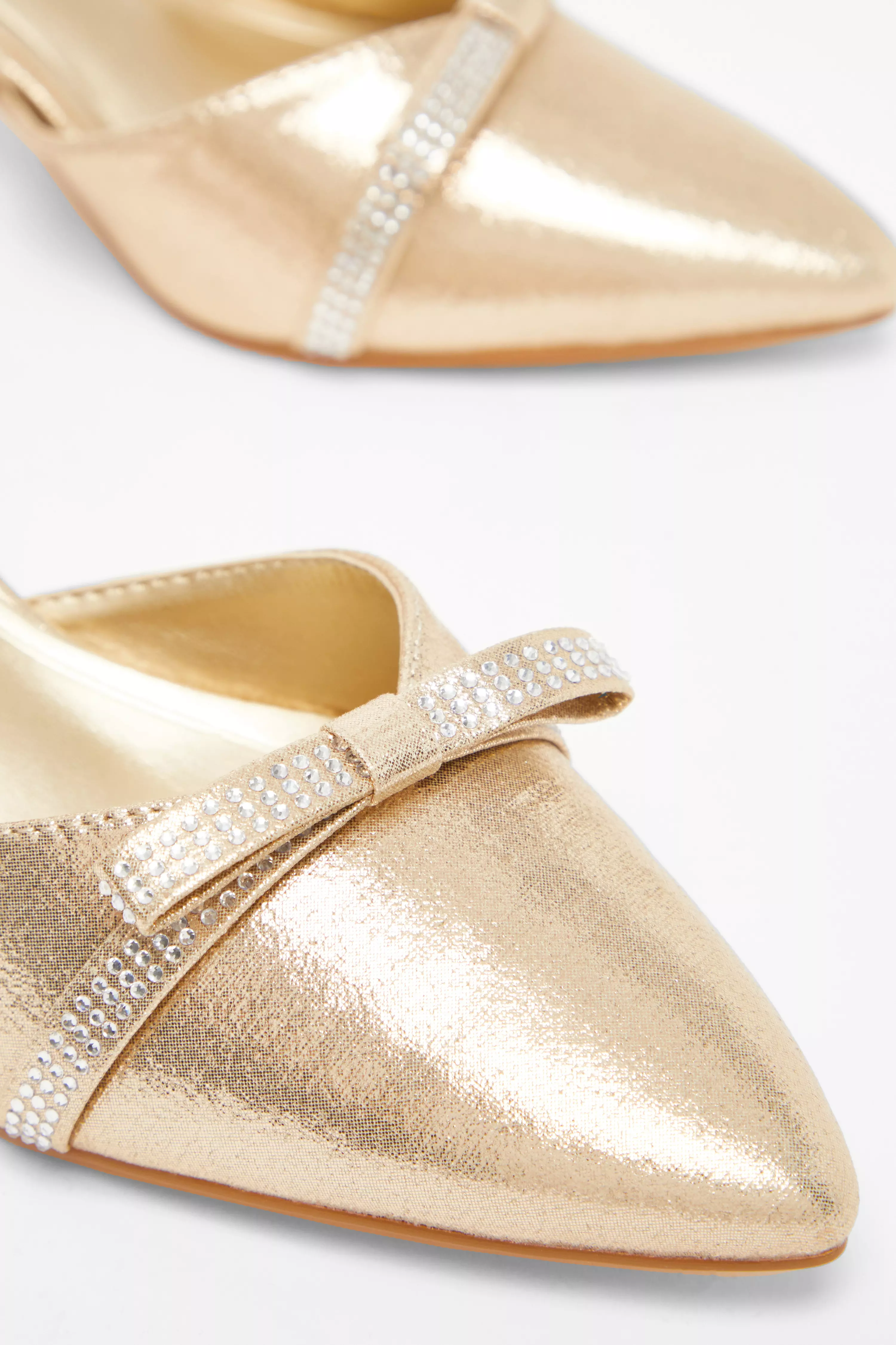 Gold Shimmer Bow Court Heels