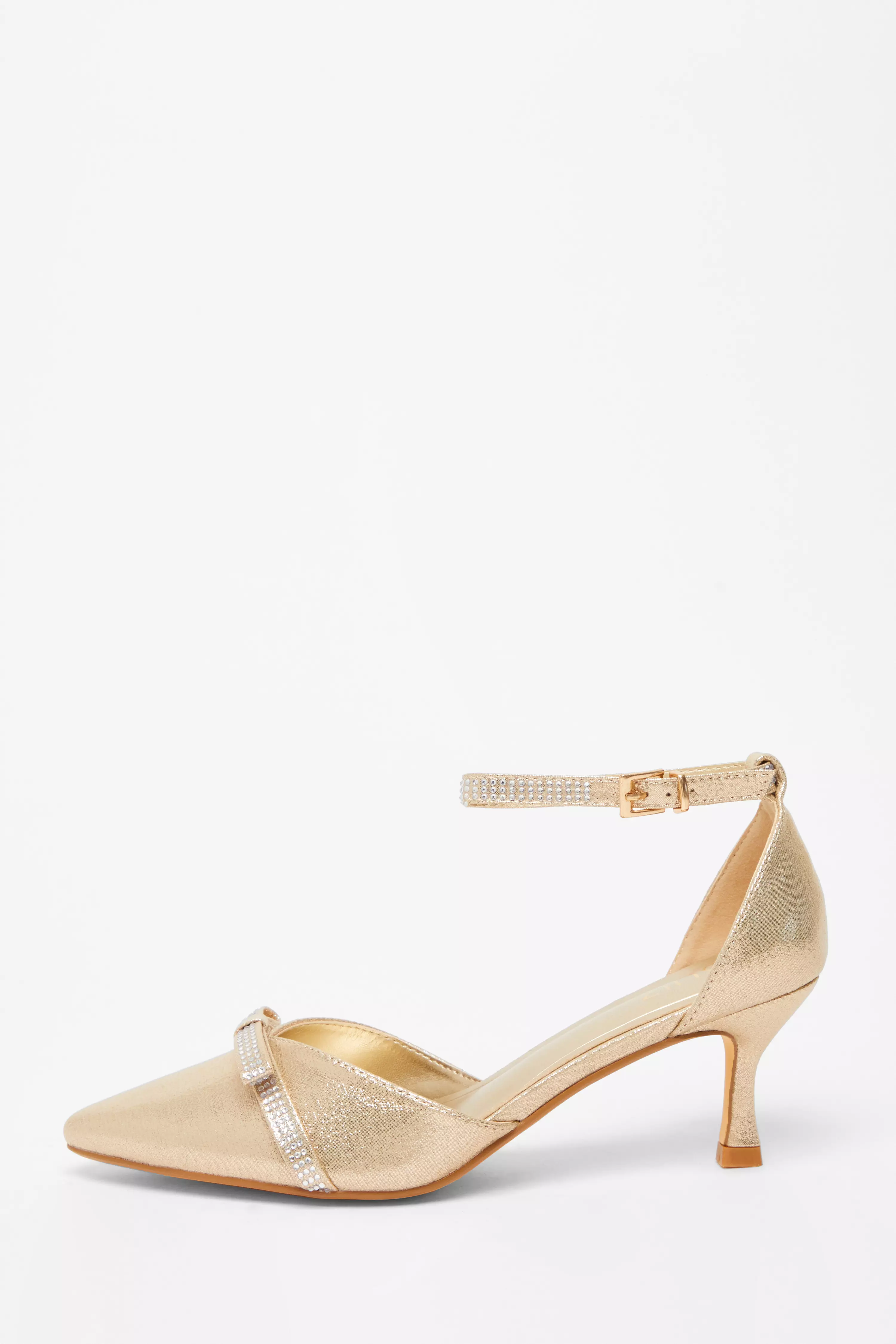 Gold Shimmer Bow Court Heels