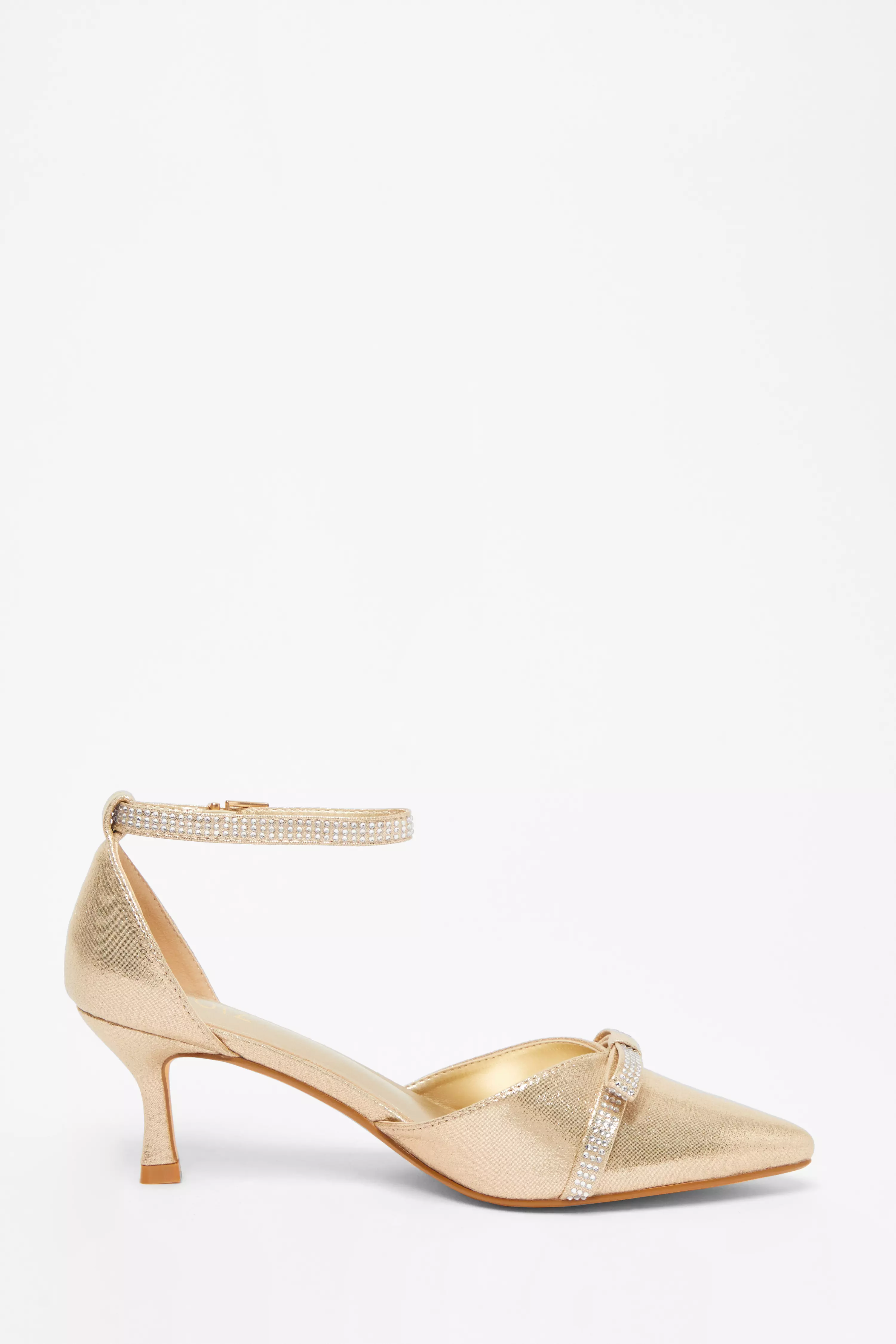 Gold Shimmer Bow Court Heels