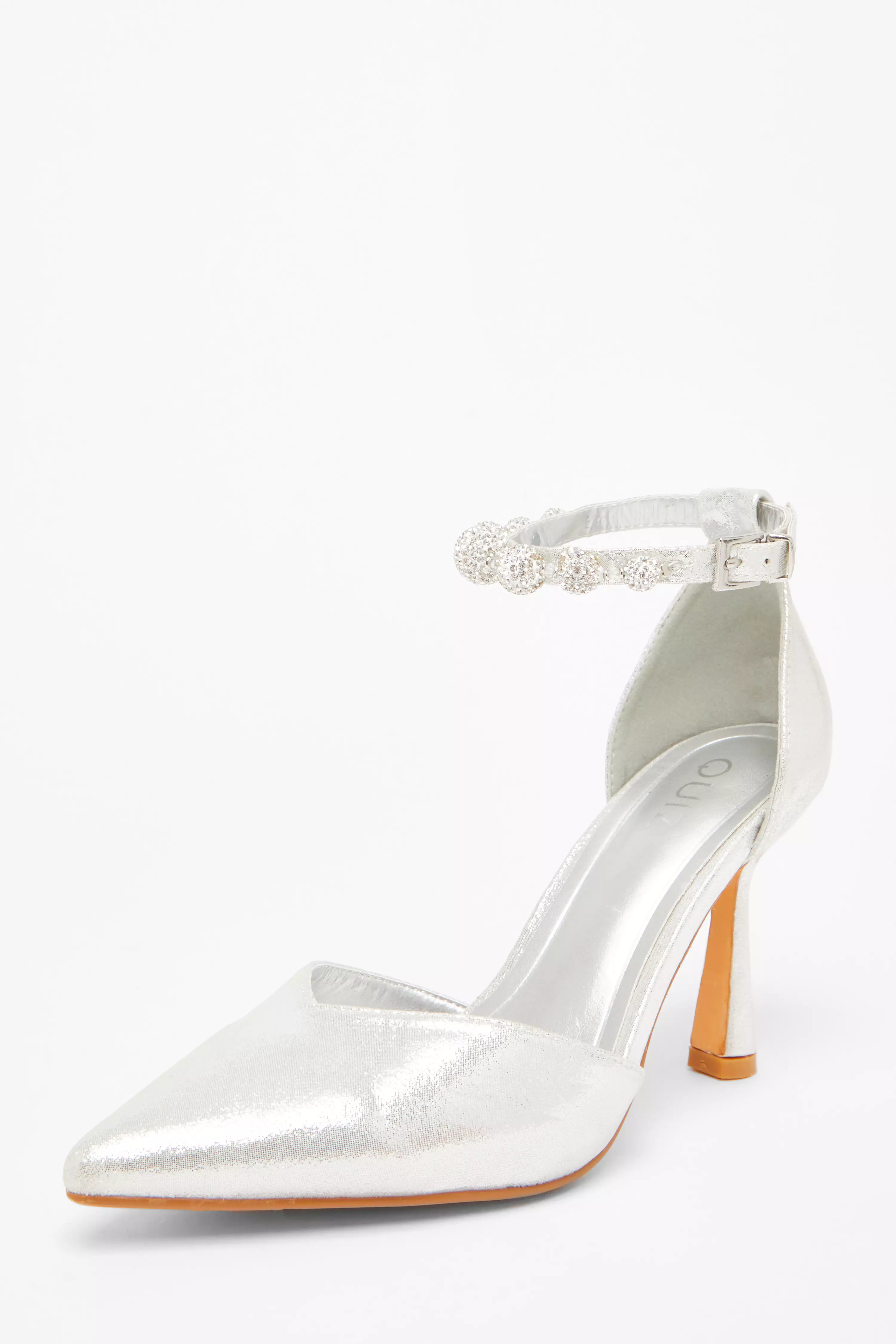 Silver Diamante Ball Court Heels 