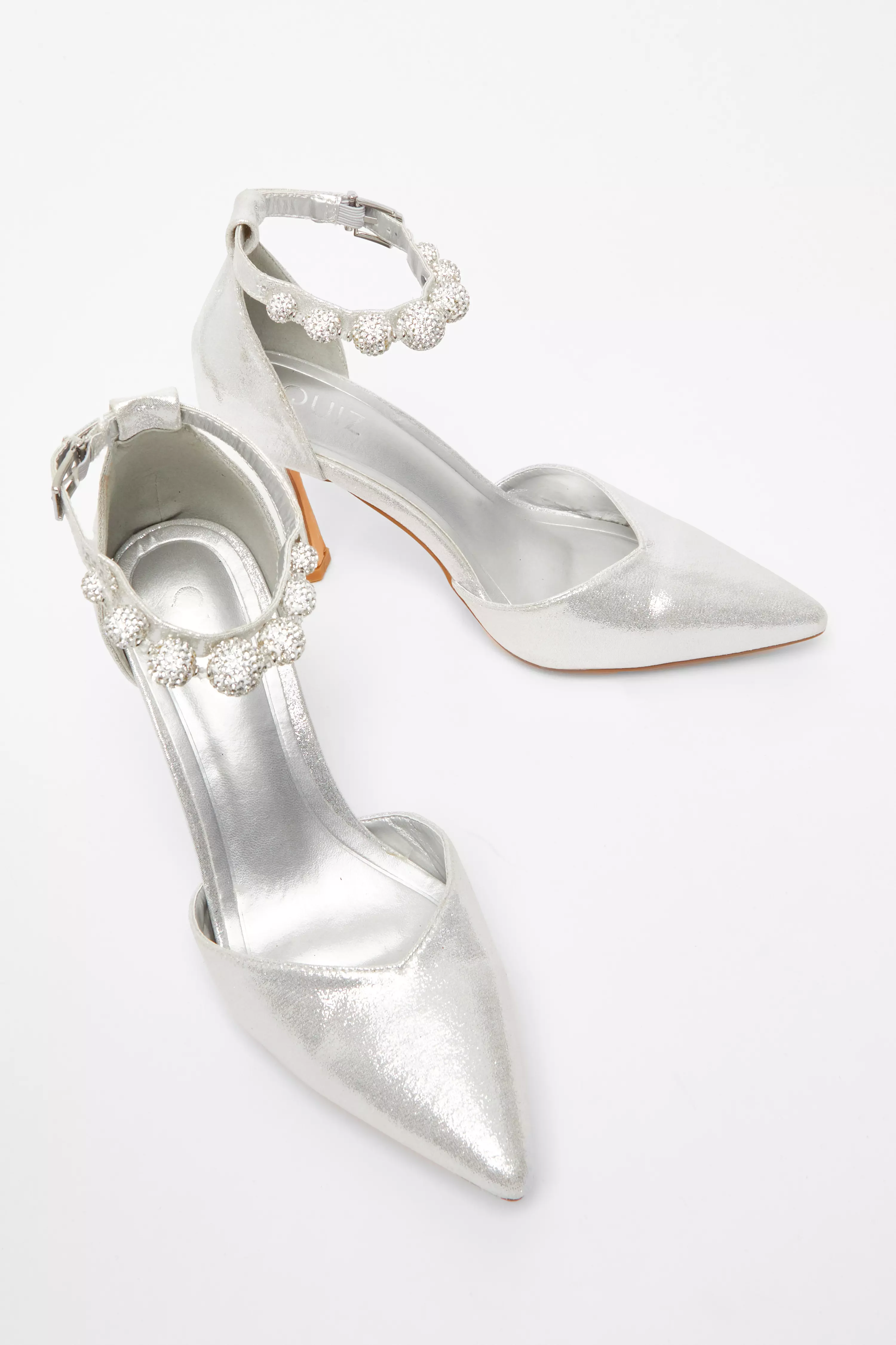 Silver Diamante Ball Court Heels 