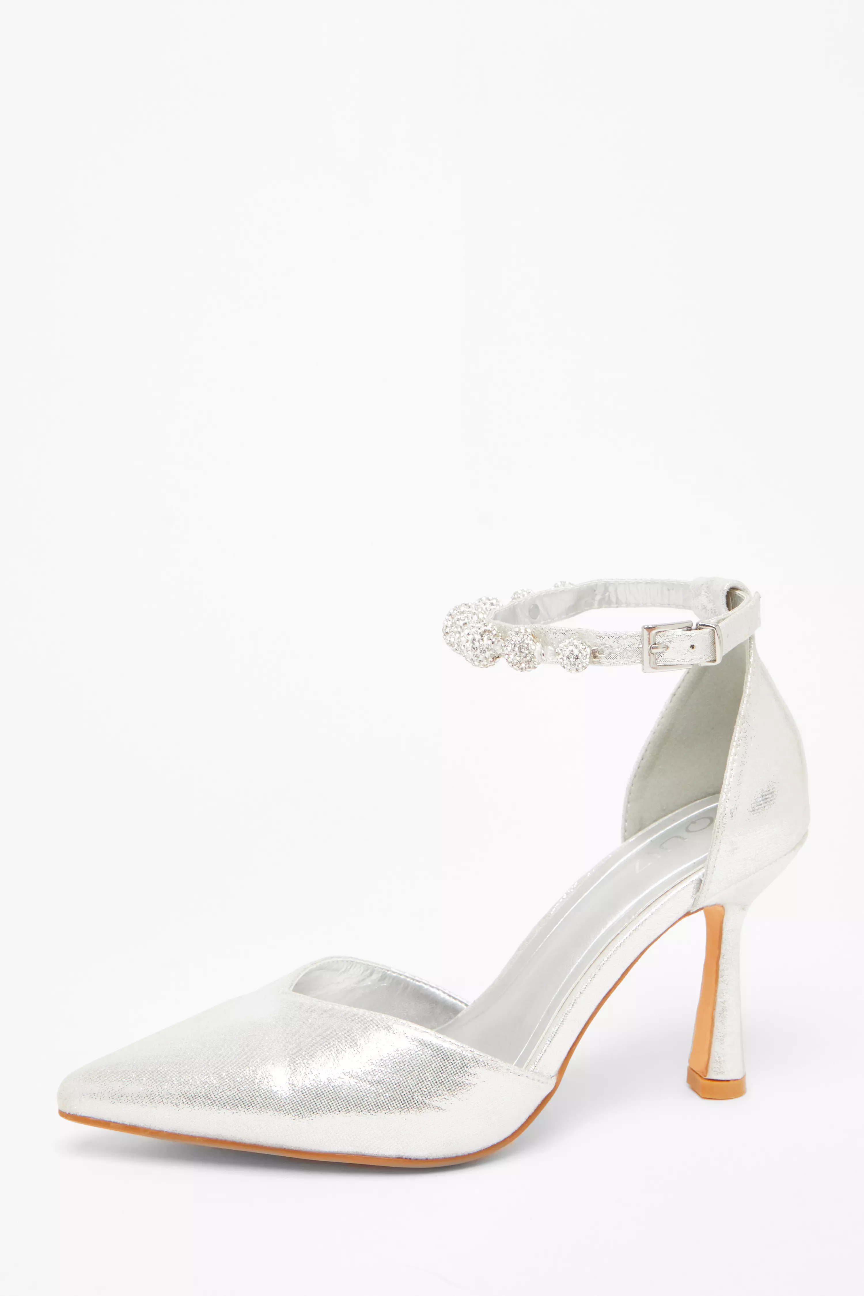 Silver Diamante Ball Court Heels 