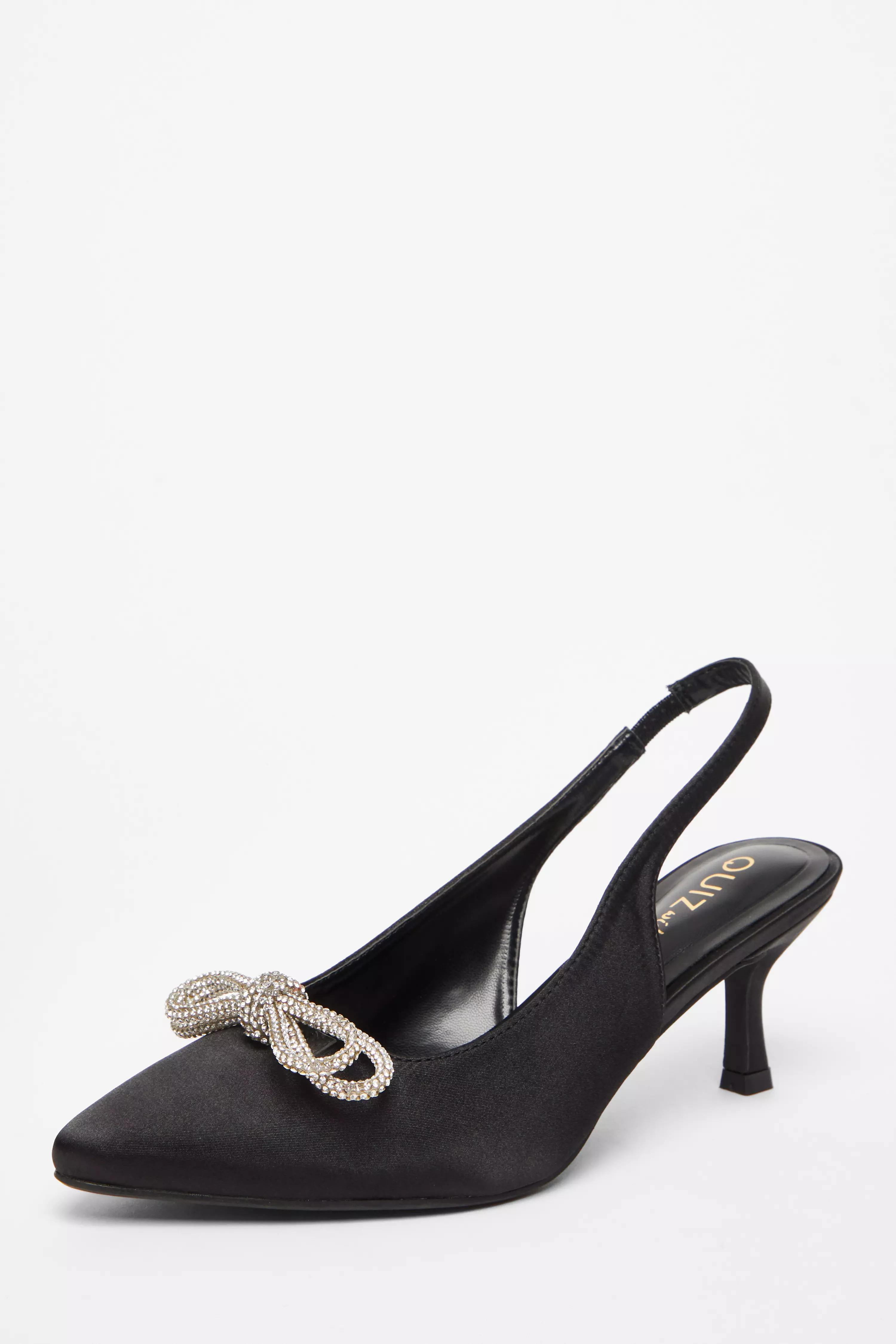 Wide Fit Black Slingback Court Heels