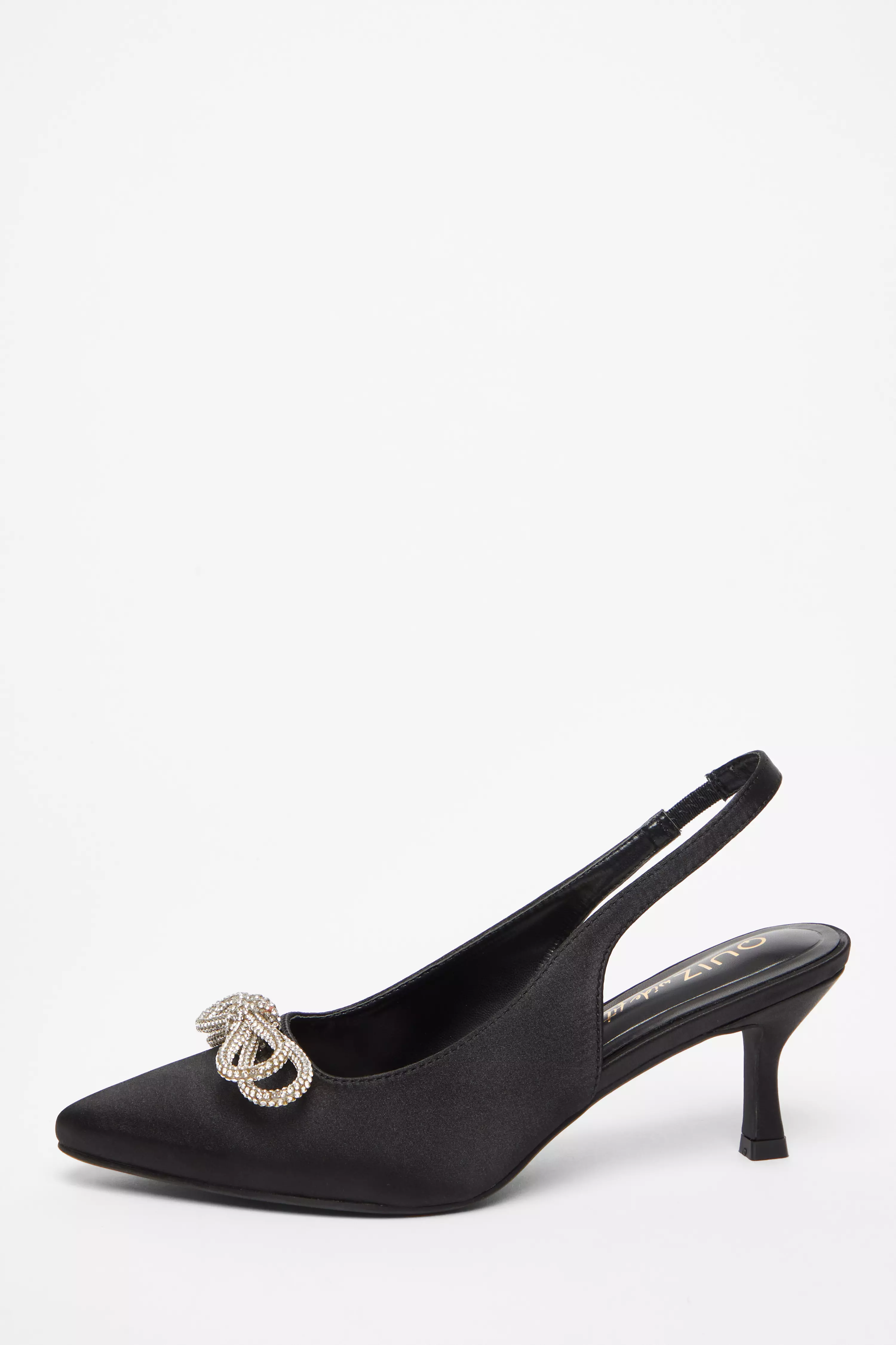 Wide Fit Black Slingback Court Heels