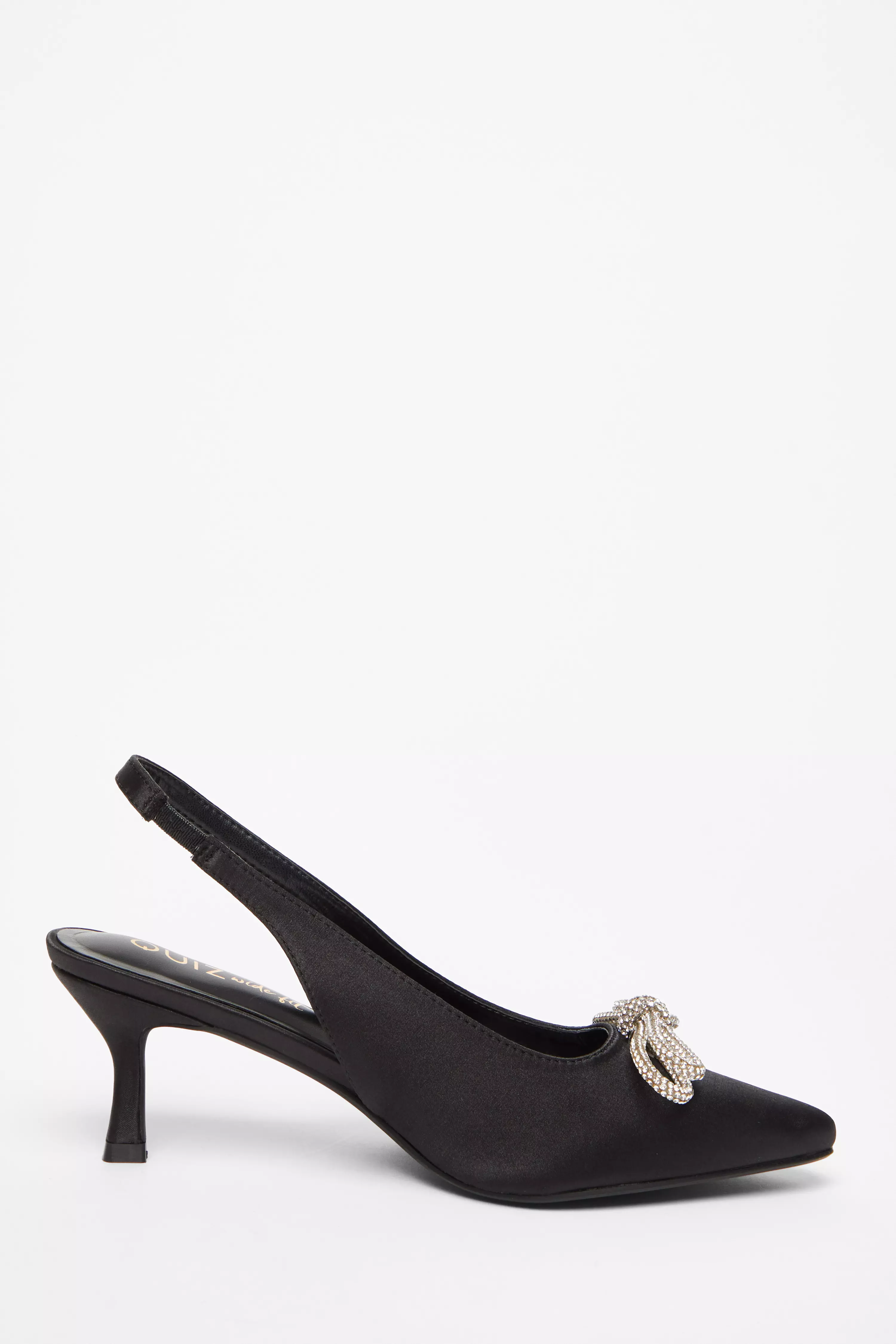 Wide Fit Black Slingback Court Heels