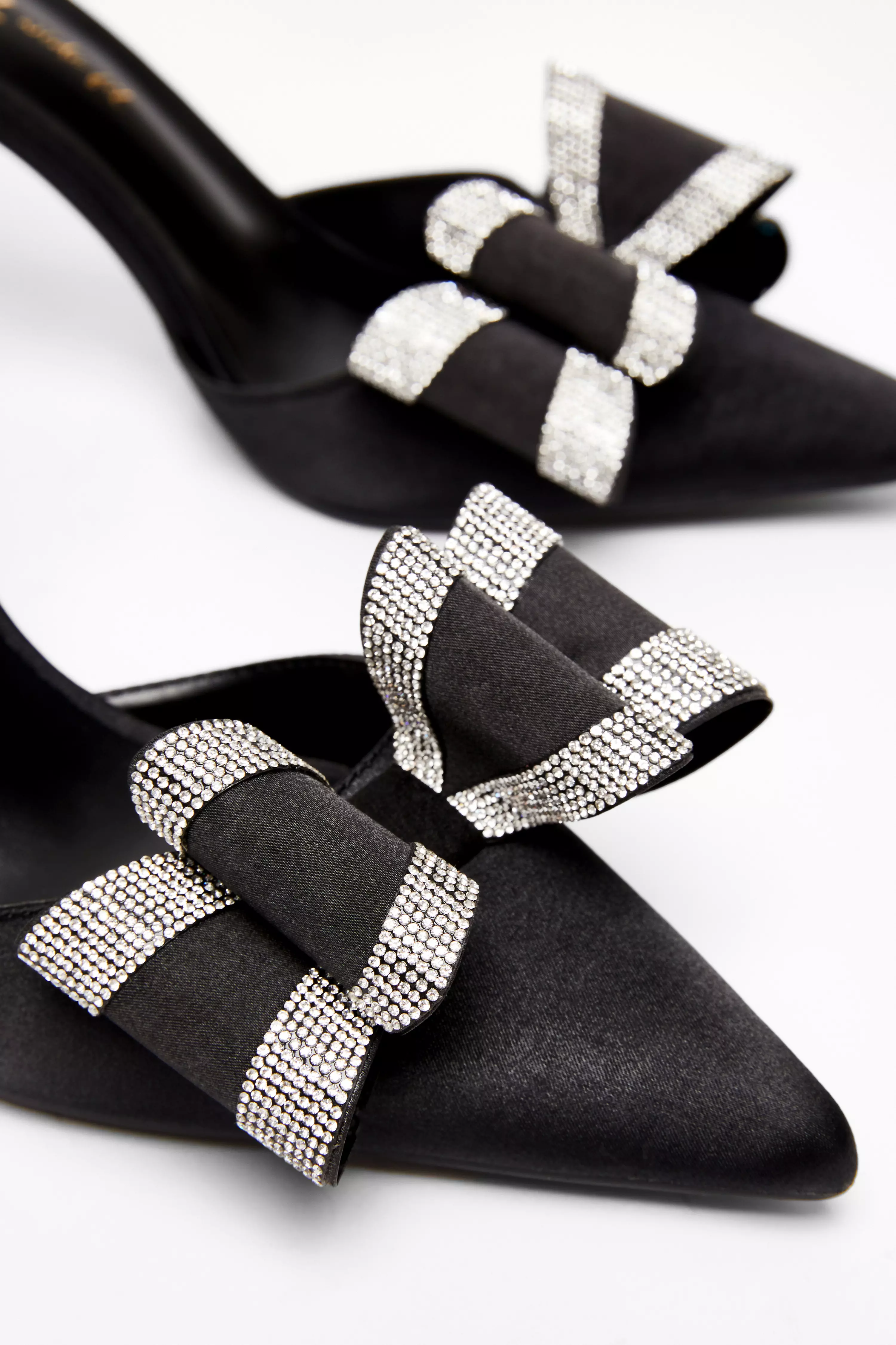 Wide Fit Black Diamante Court Heels