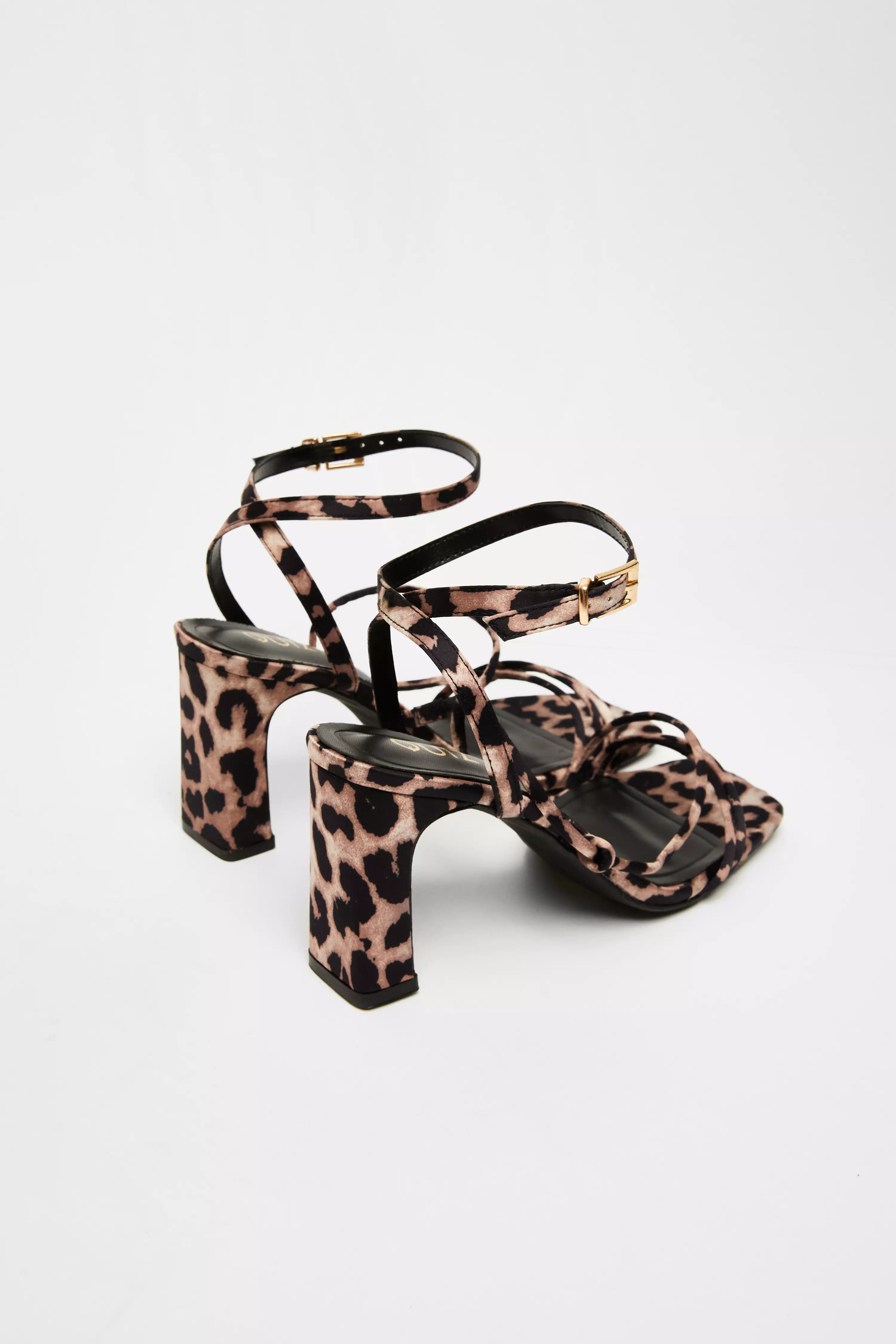 Leopard Print Heeled Sandals 