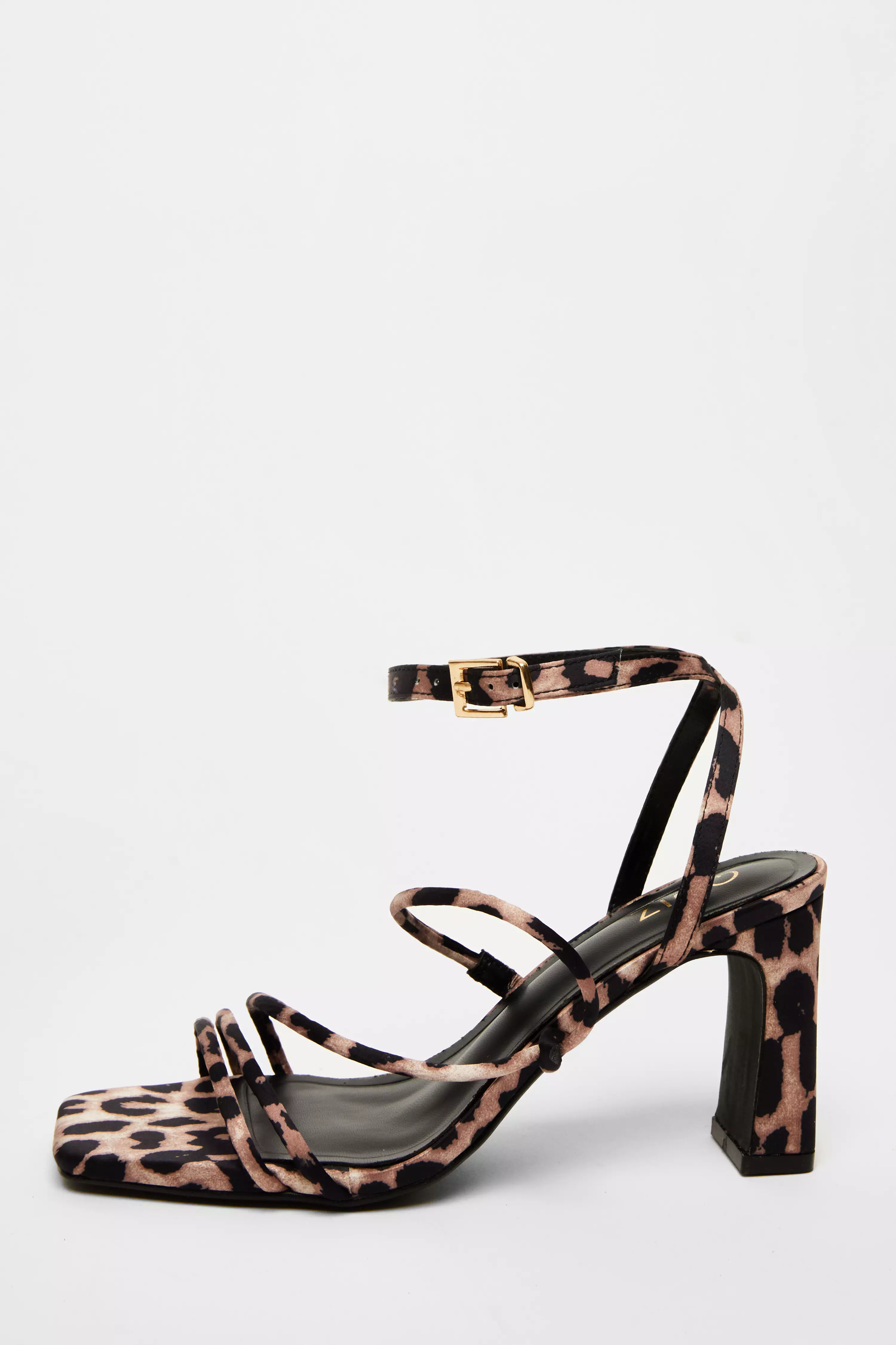 Leopard Print Heeled Sandals 