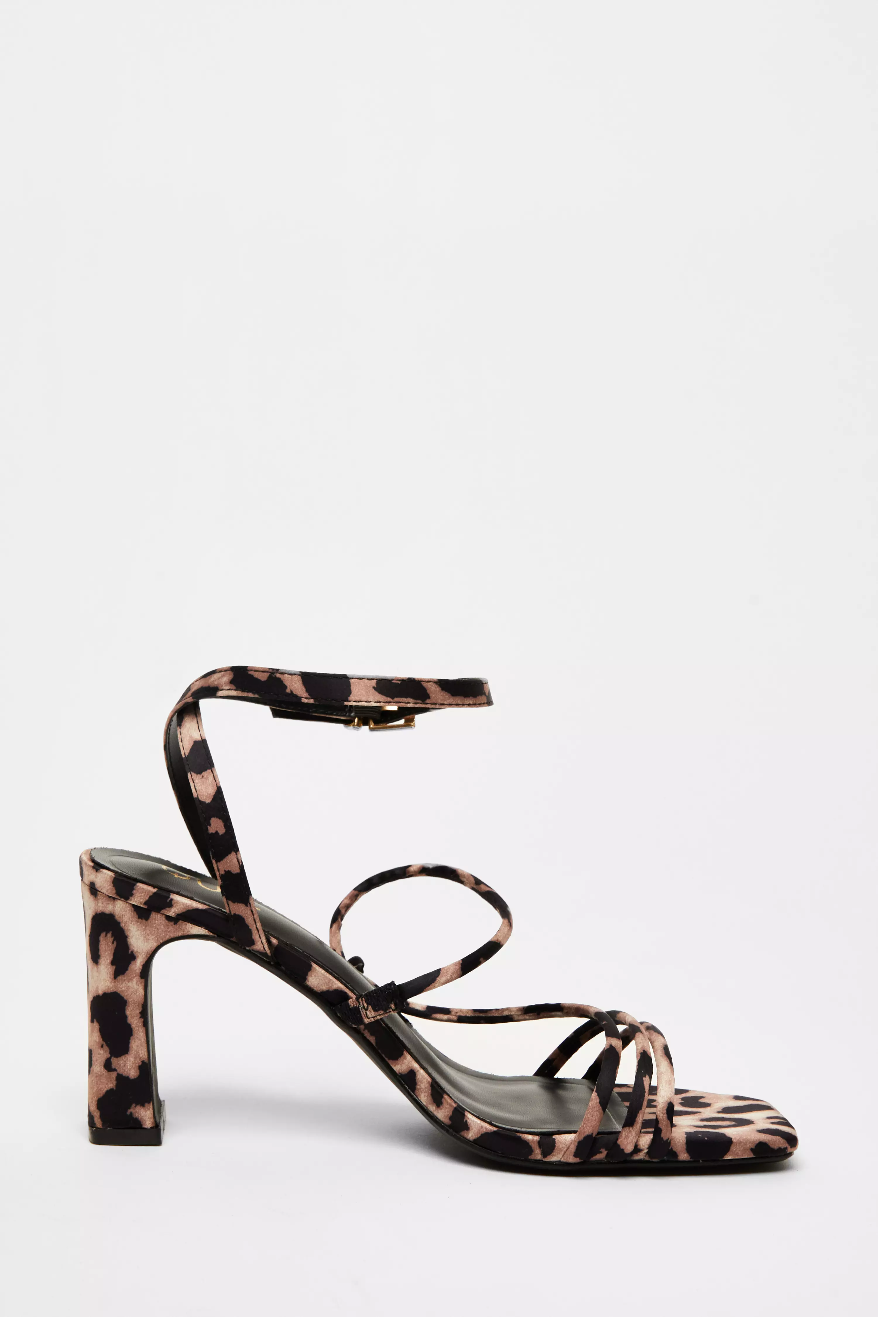 Leopard Print Heeled Sandals 