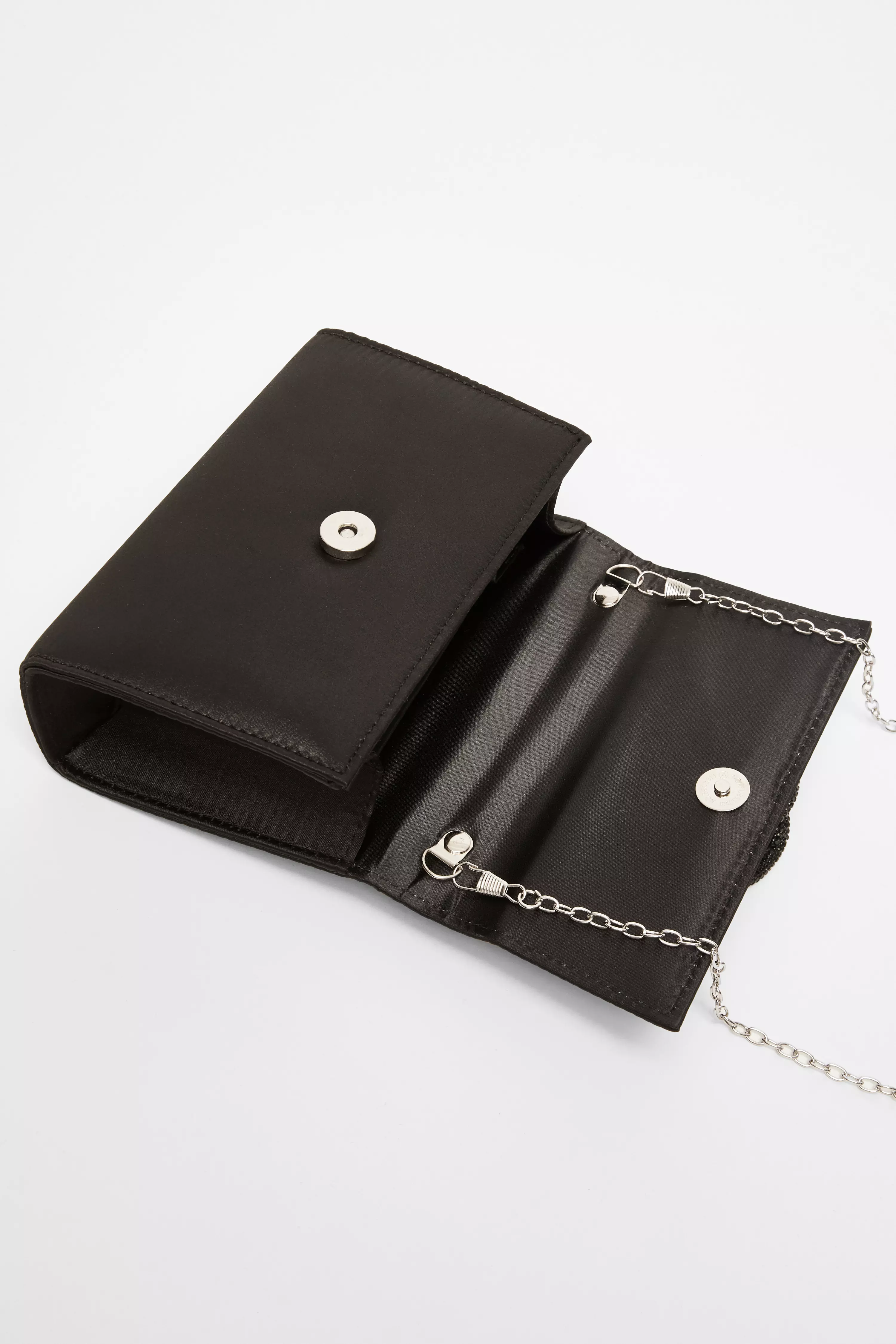 Black Satin Top Handle Bag