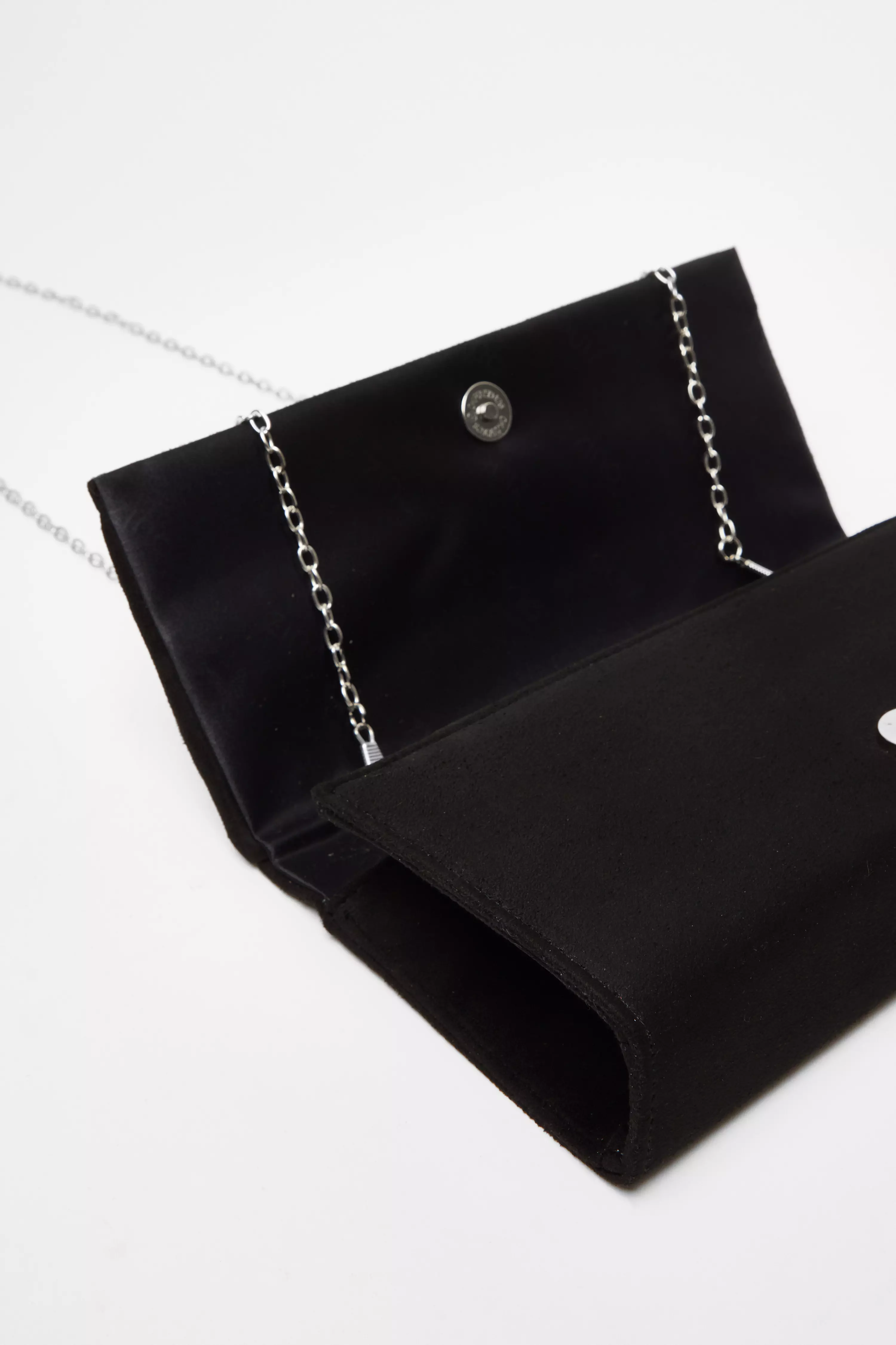 Black Faux Suede Twist Clutch Bag