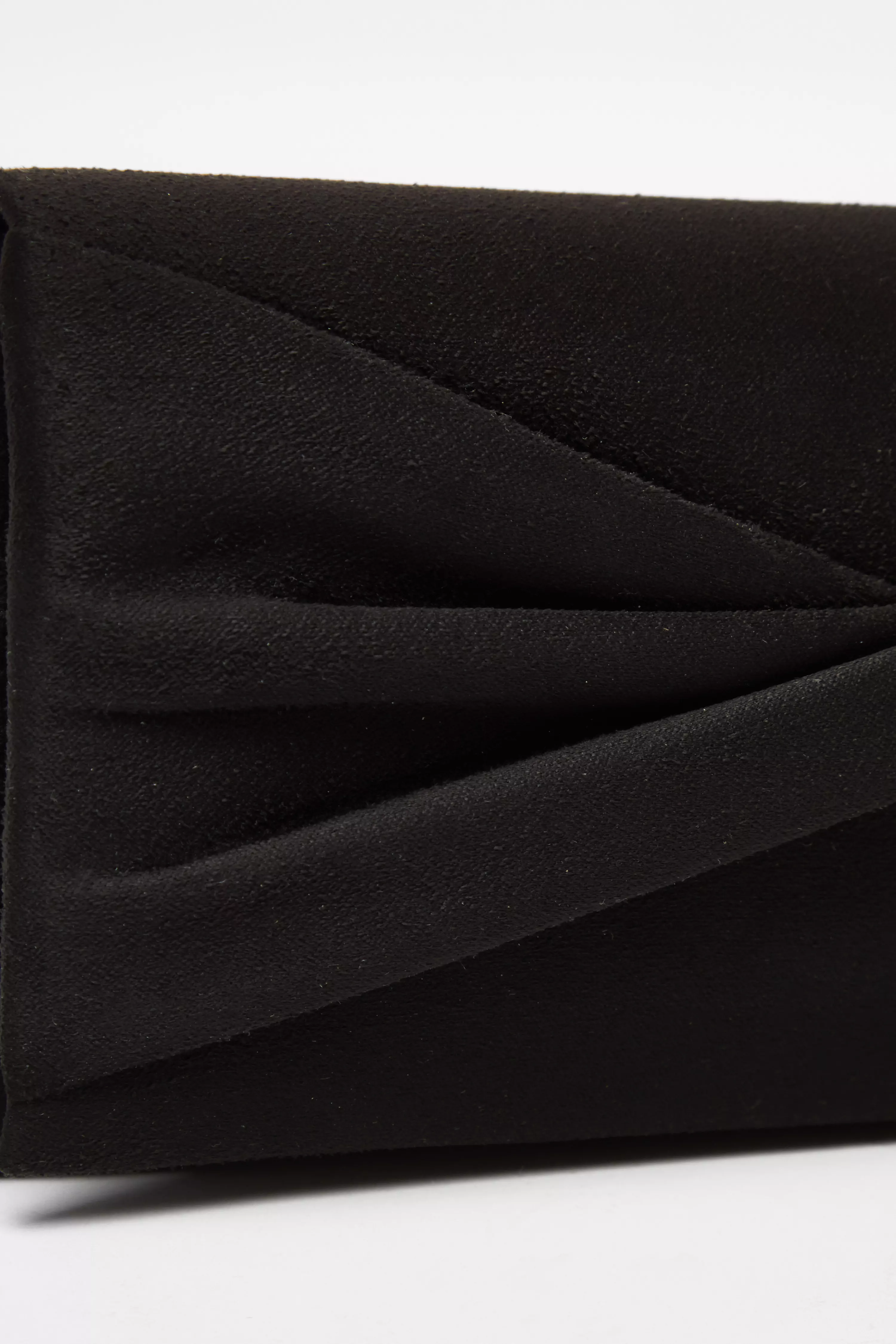 Black Faux Suede Twist Clutch Bag