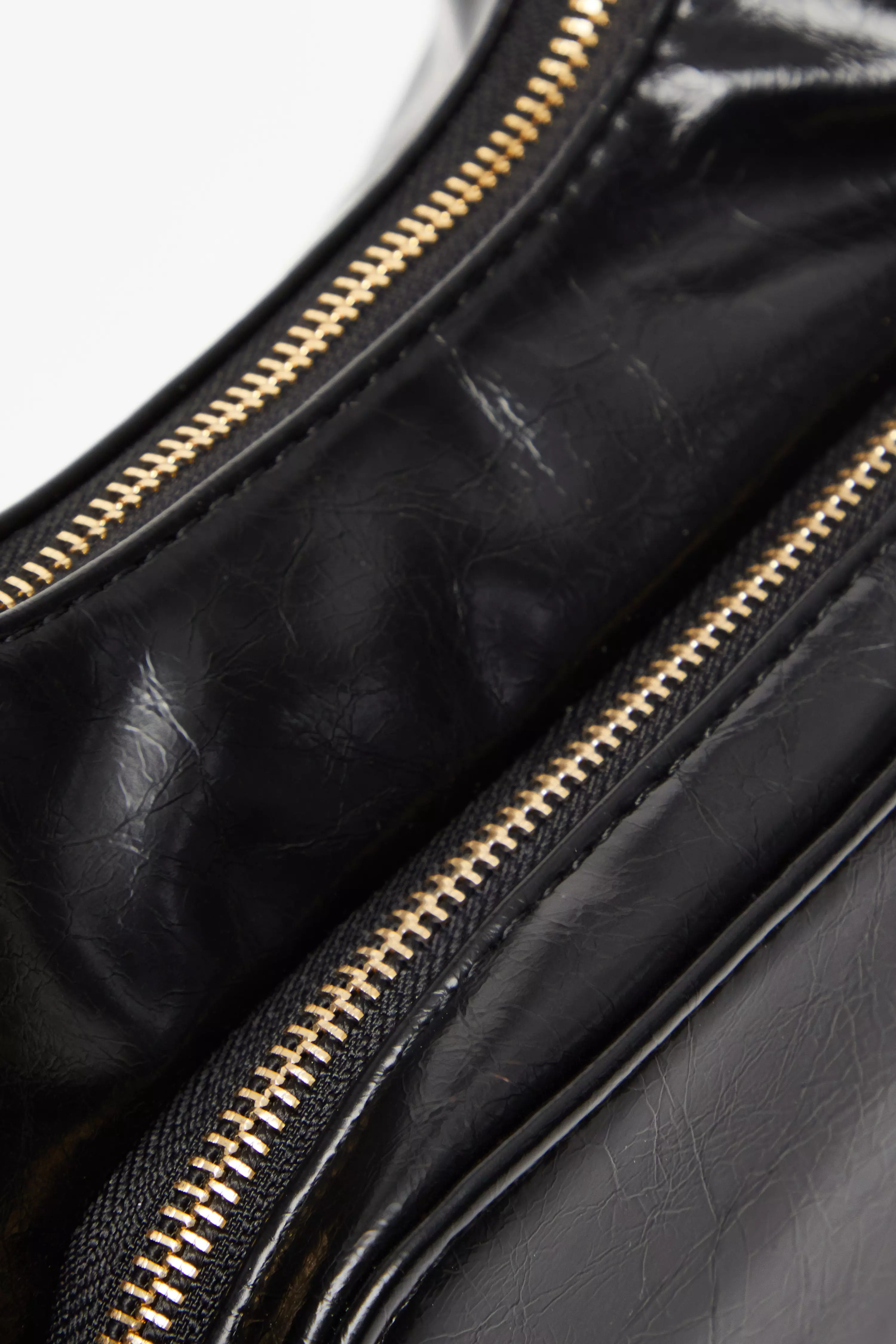 Black Faux Leather Shoulder Bag 