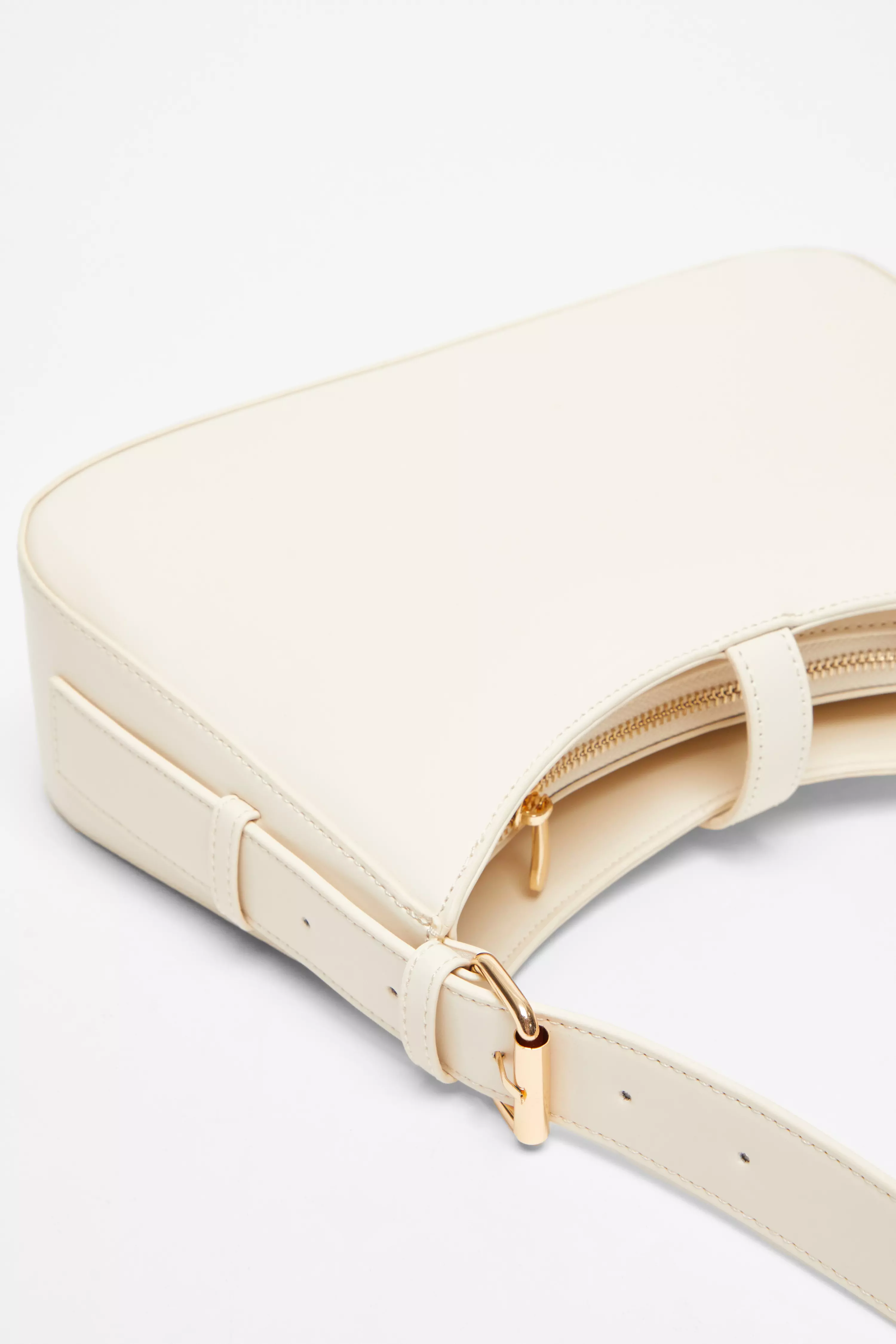 Cream Faux Leather Shoulder Bag 