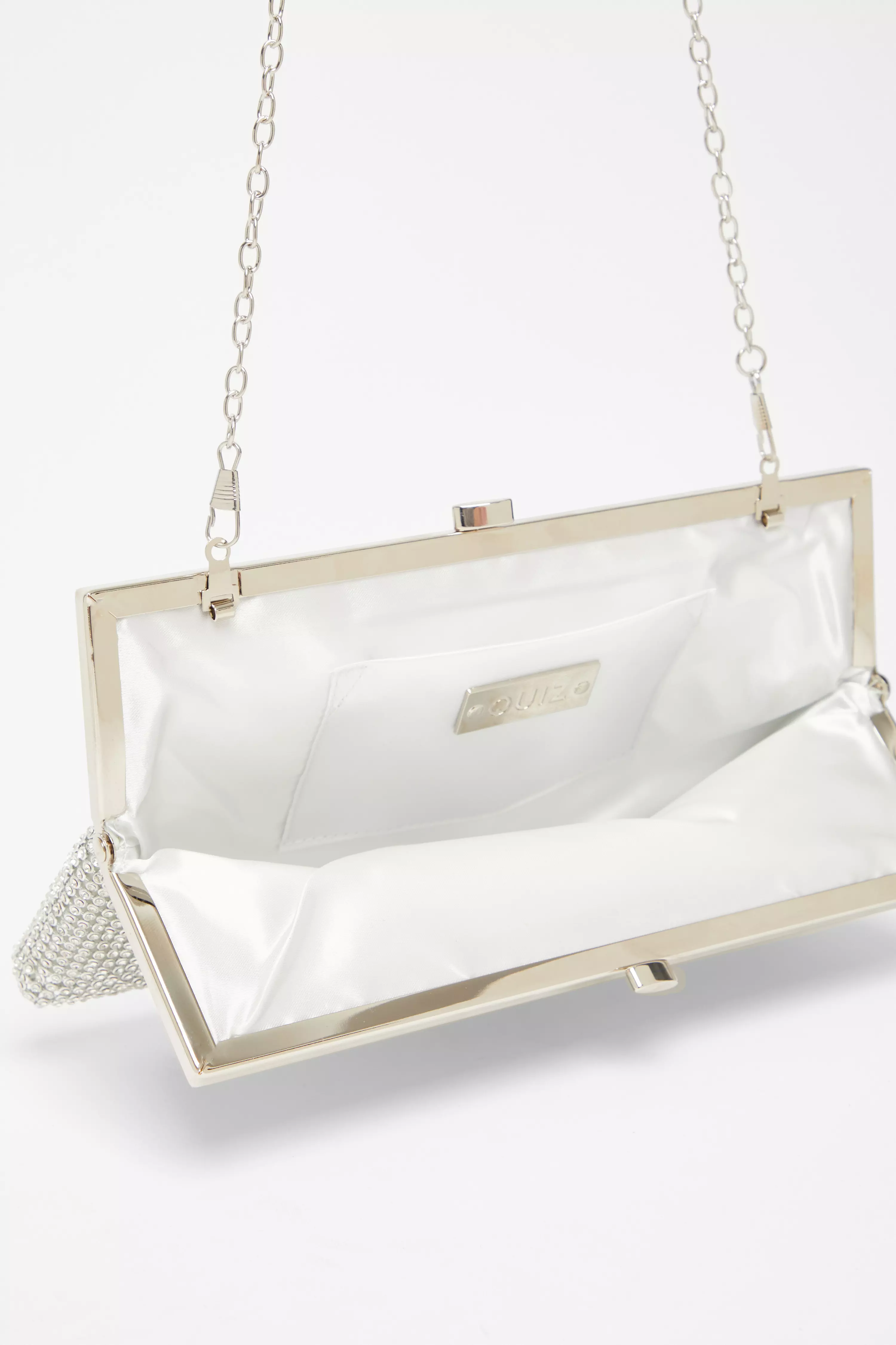 Silver Diamante Pouch Bag