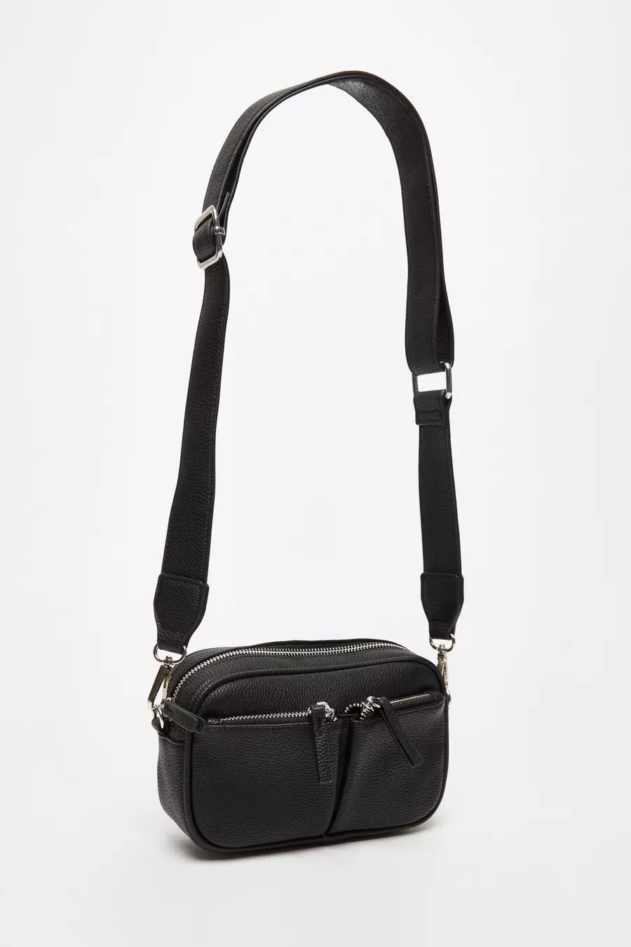 Black Faux Leather Camera Bag QUIZ Clothing