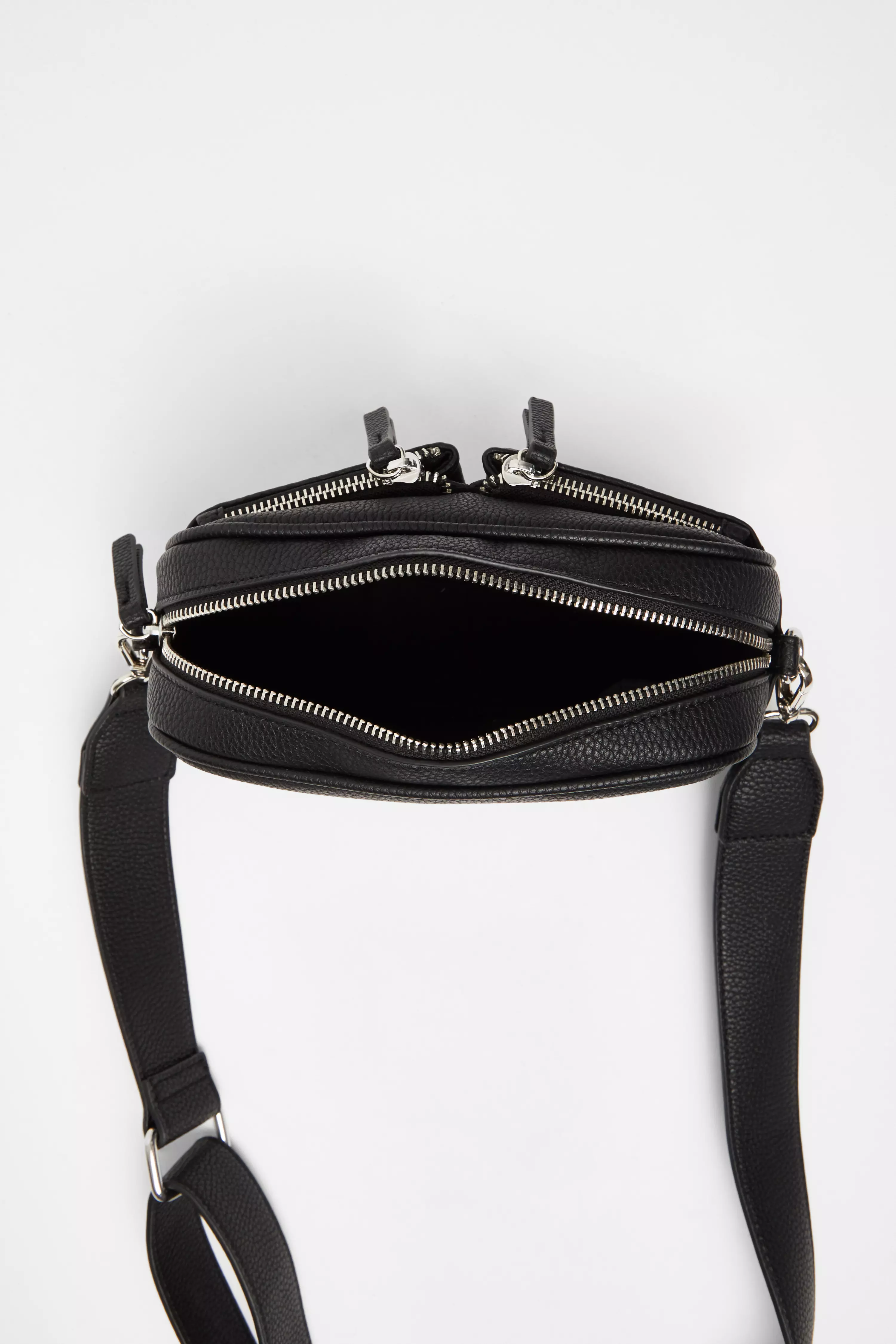 Black Faux Leather Camera Bag