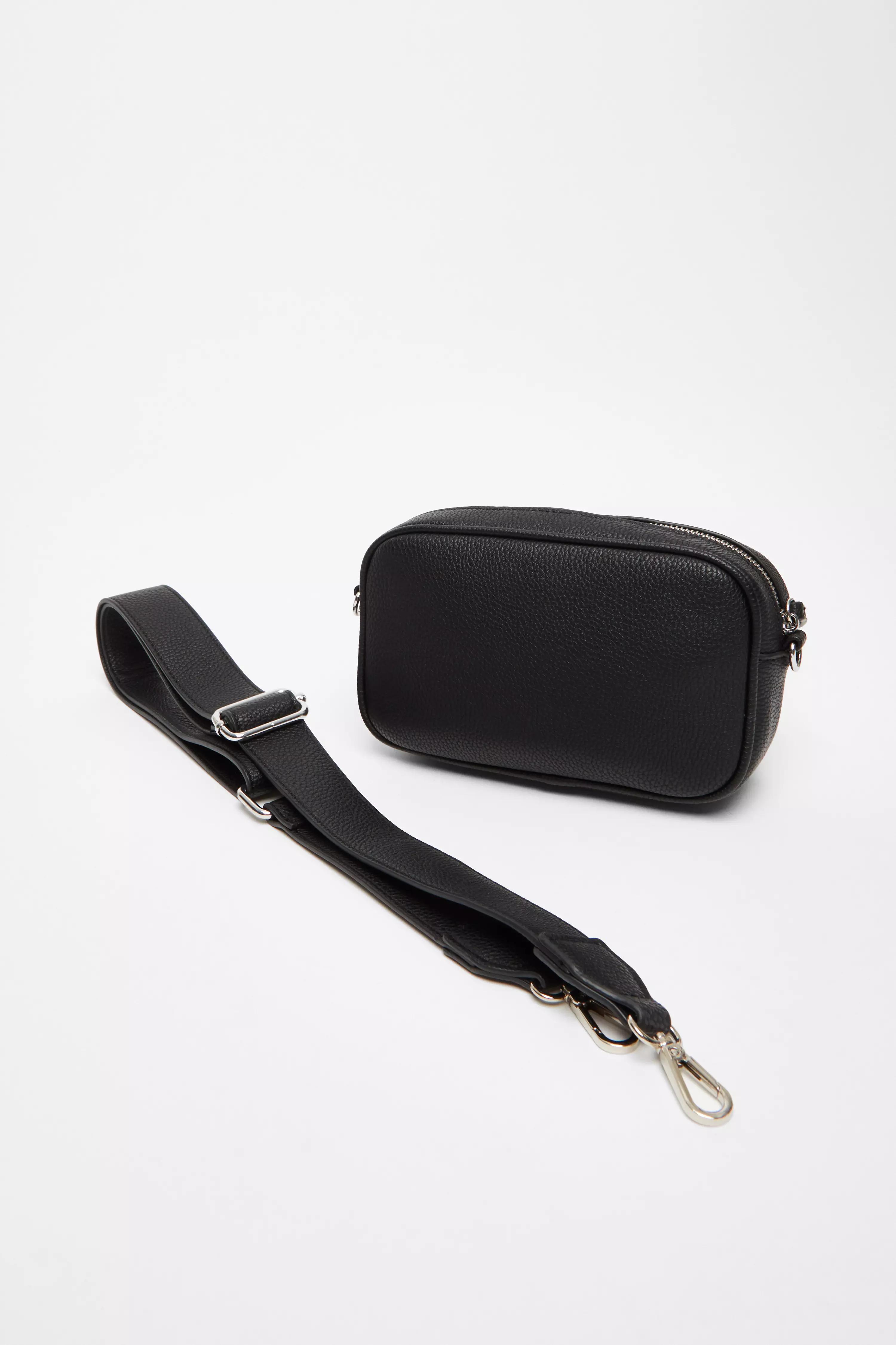 Black Faux Leather Camera Bag