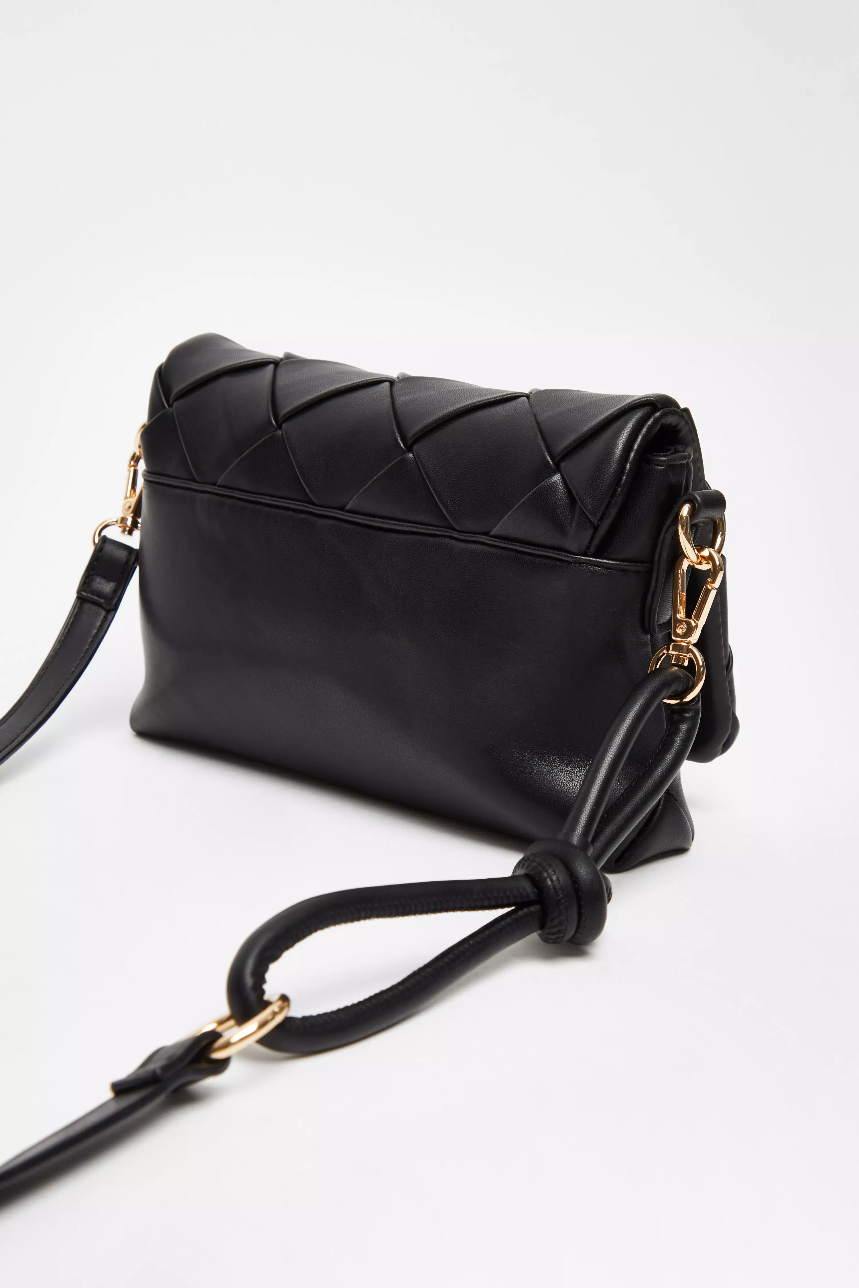 Black Faux Leather Cross Body Bag