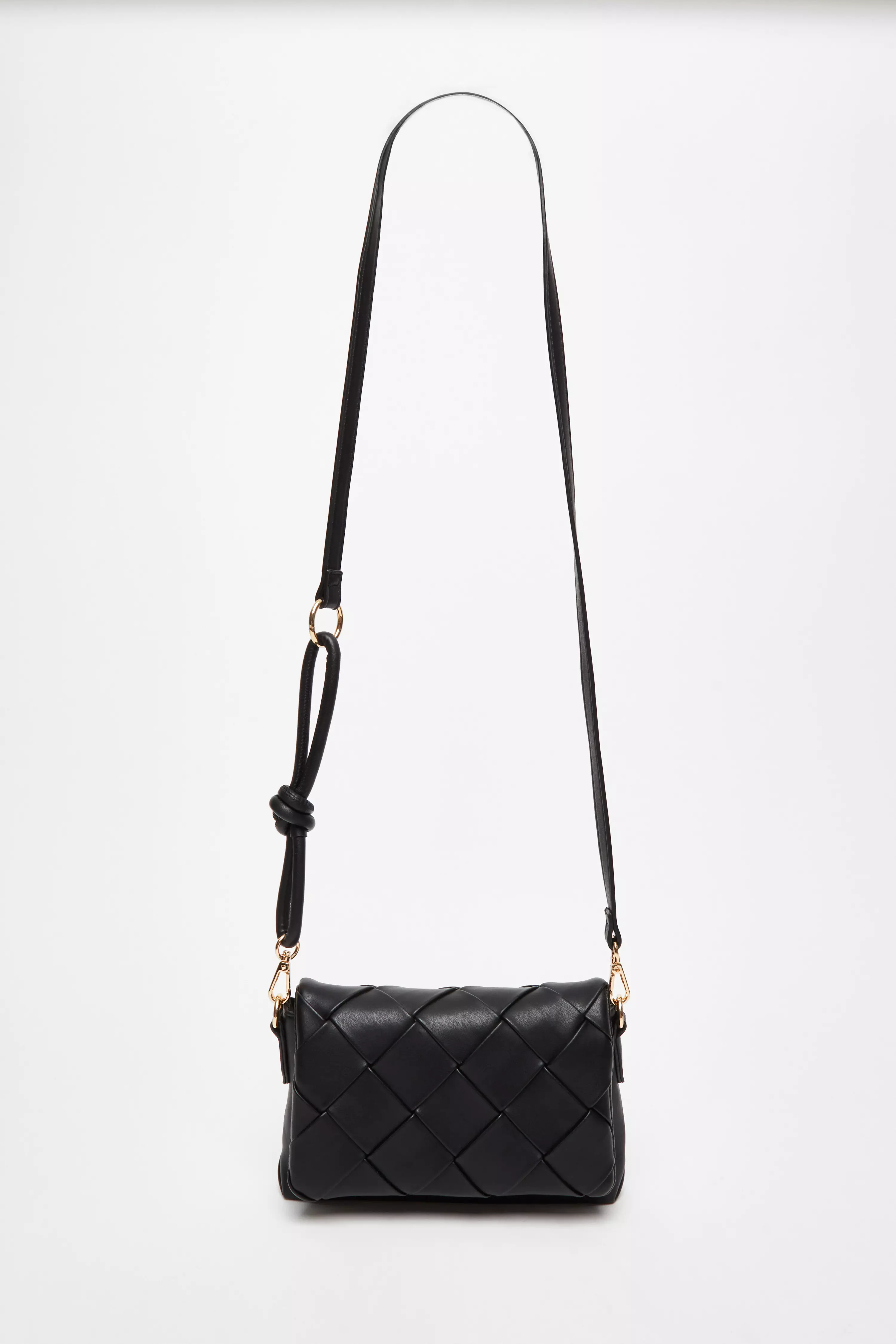 Black Faux Leather Cross Body Bag