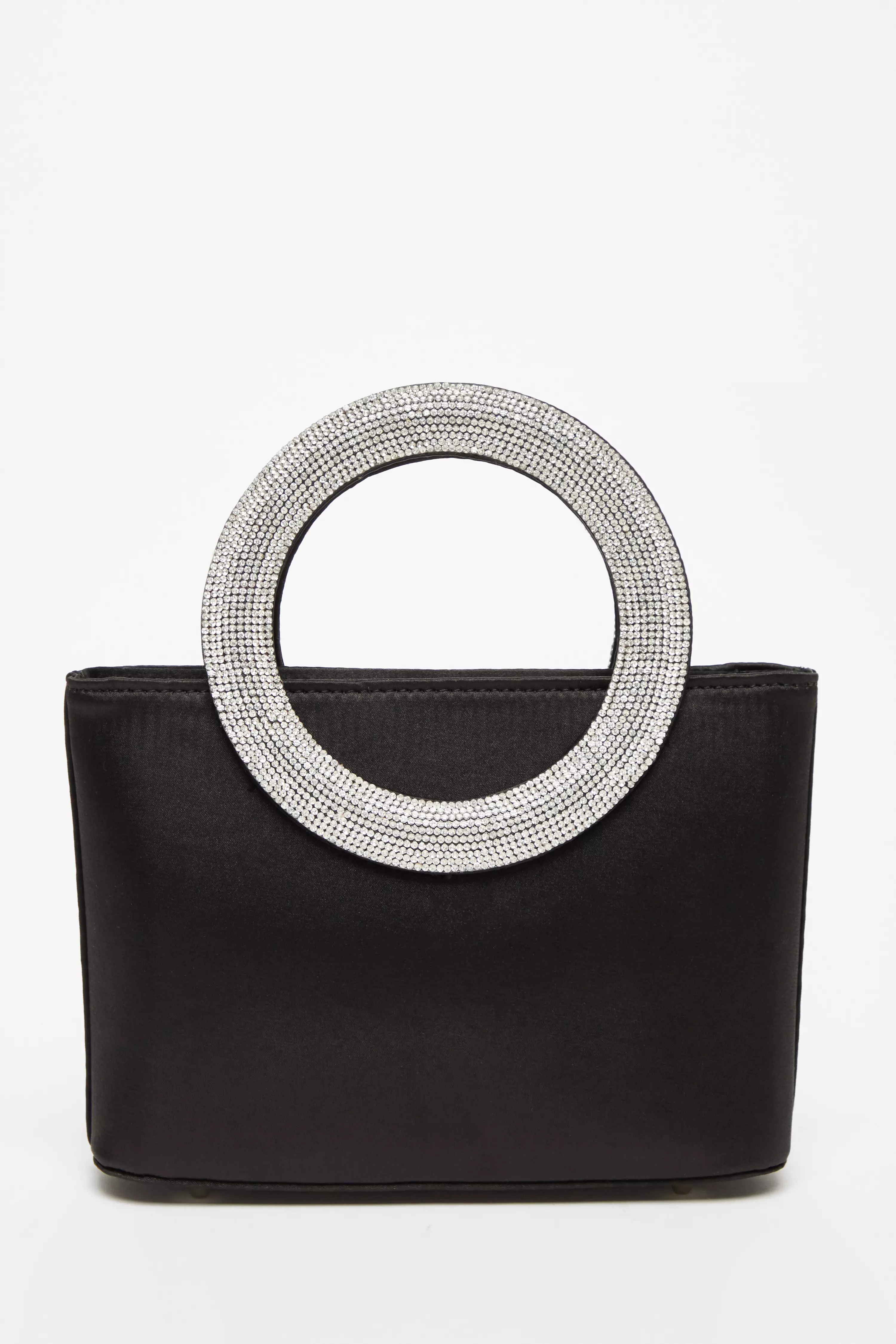 Black Diamante Top Handle Bag