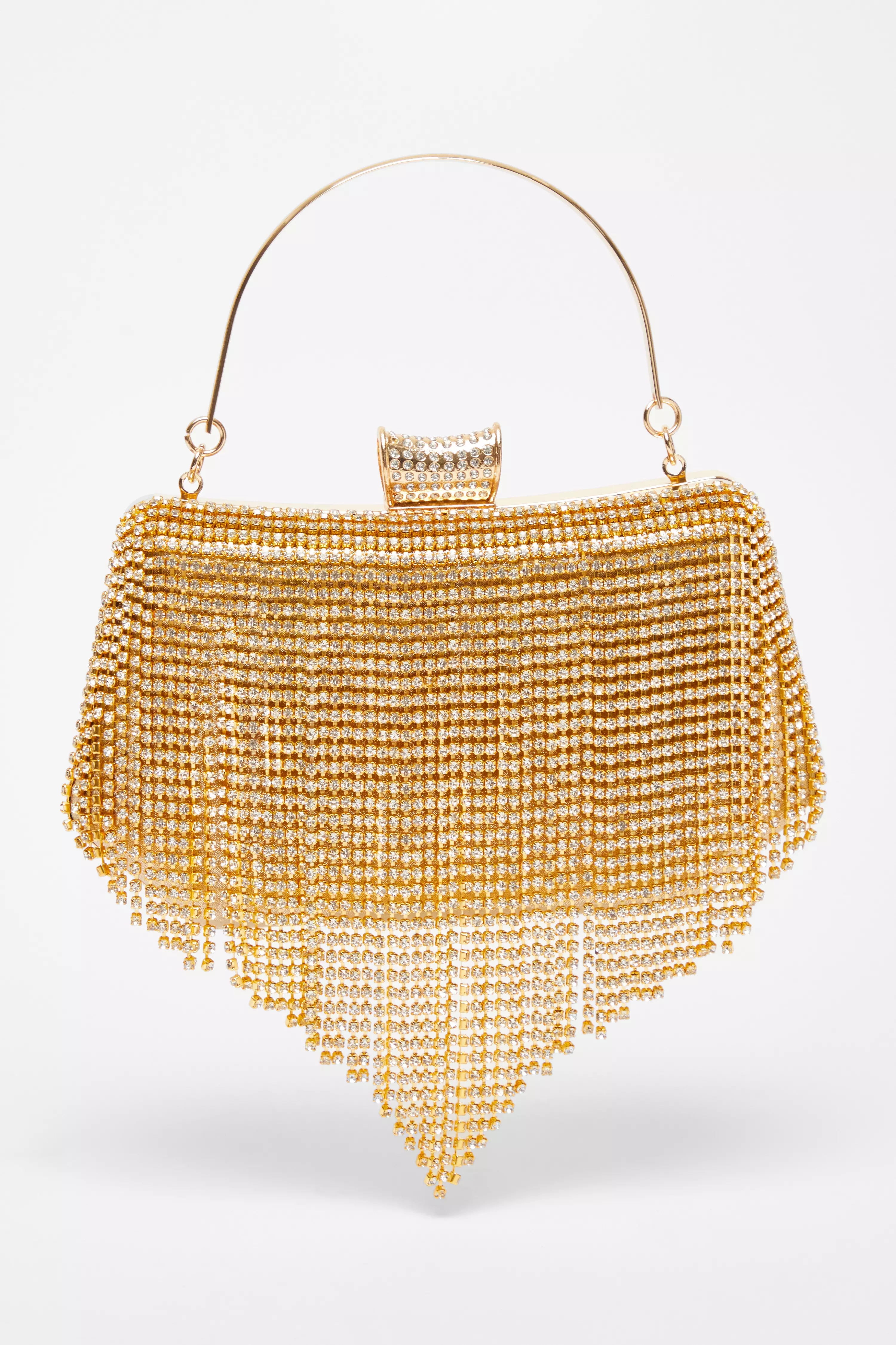 Gold Diamante Fringe Box Bag