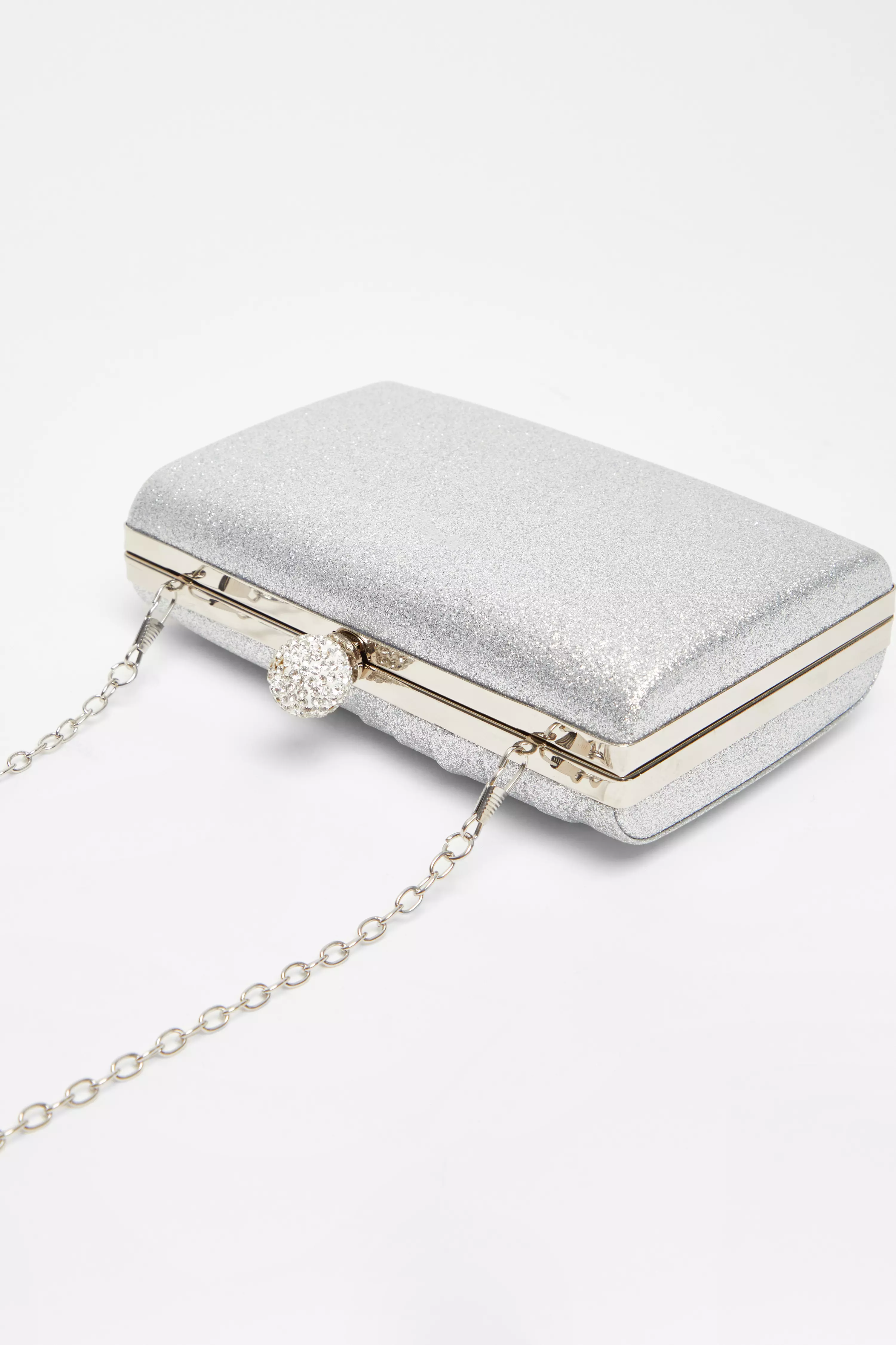 Silver Shimmer Pleated Clutch Bag