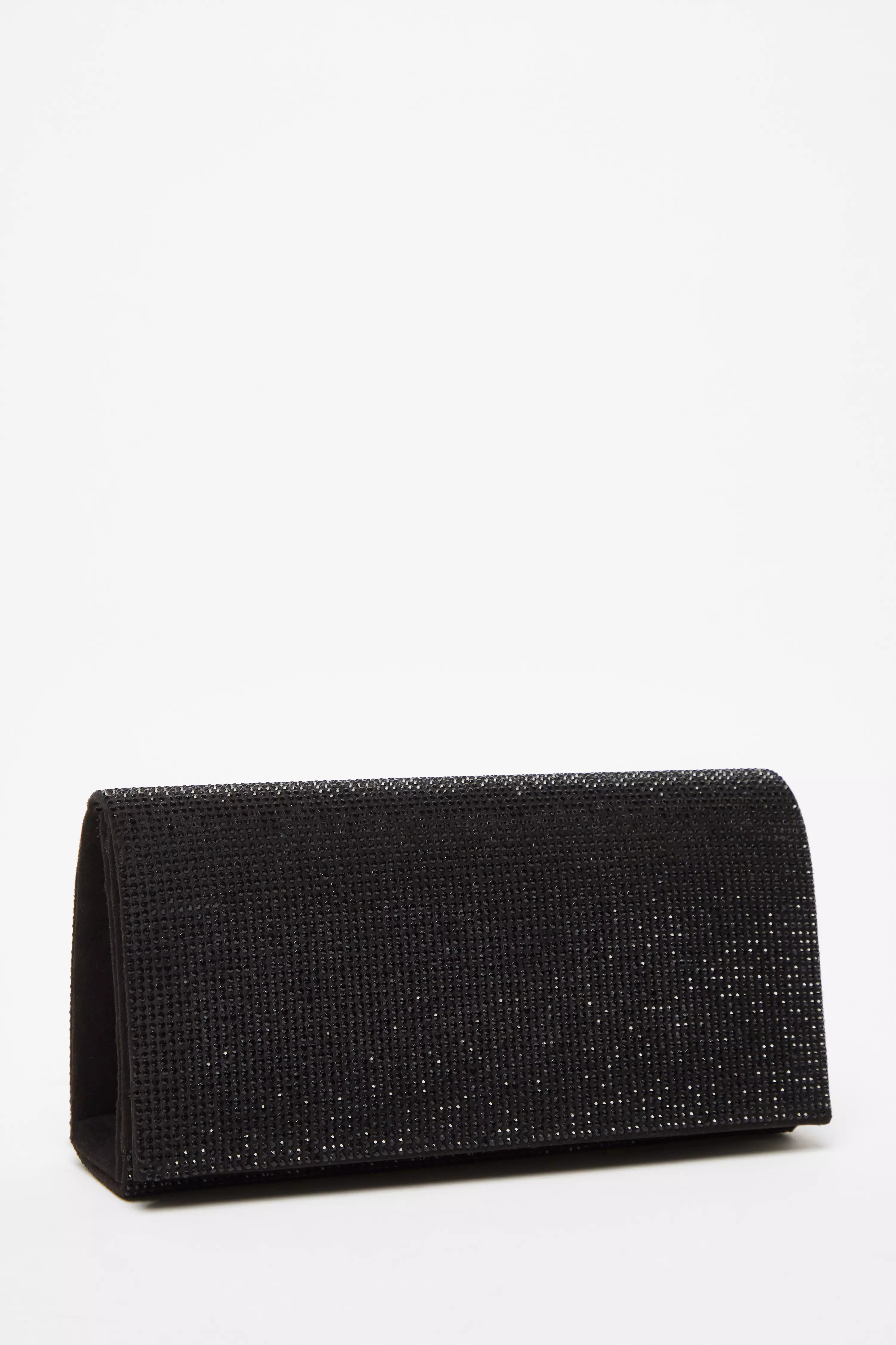 Black Diamante Embellished Clutch Bag