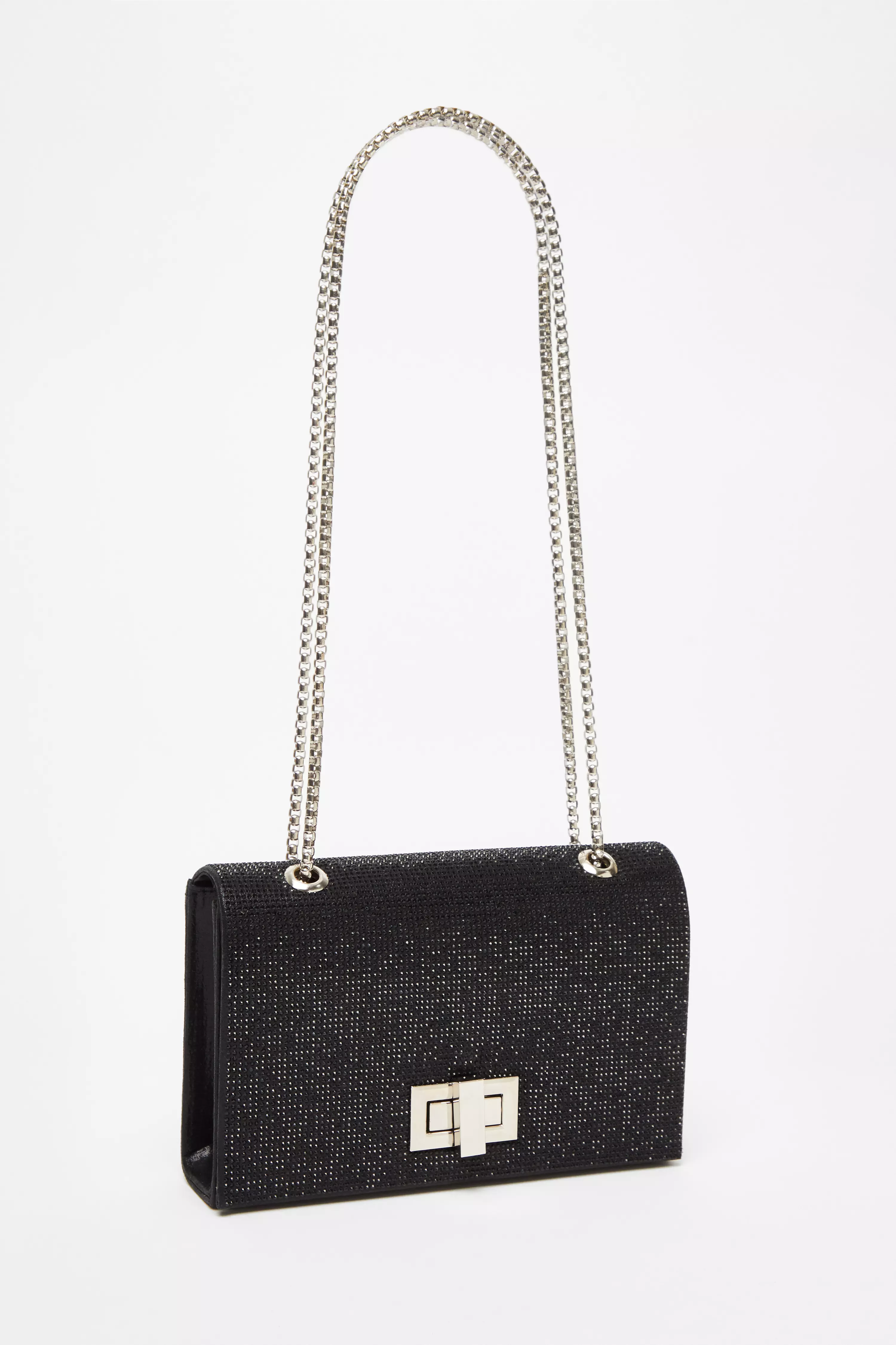 Black Diamante Crossbody Bag