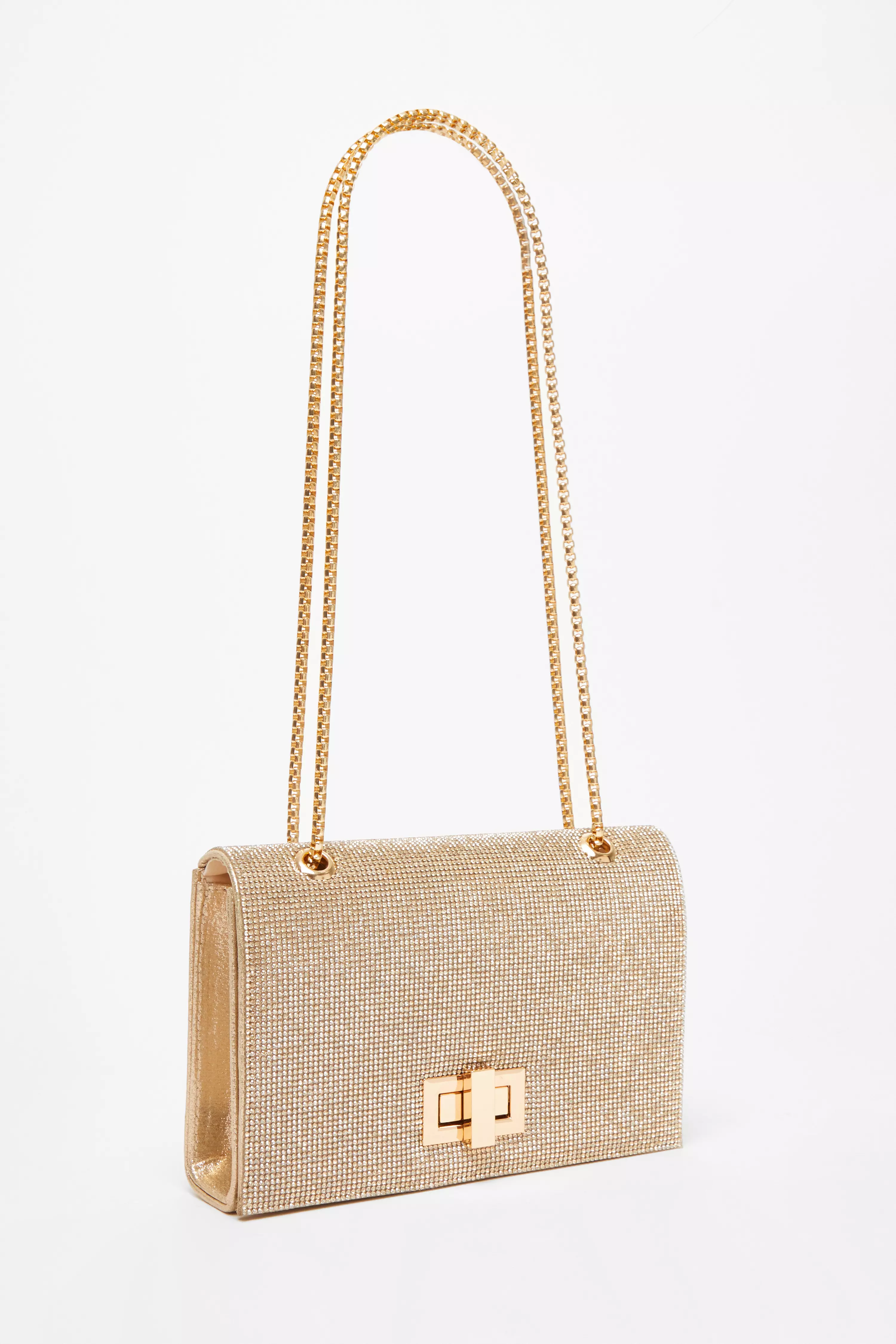 Gold Diamante Crossbody Bag