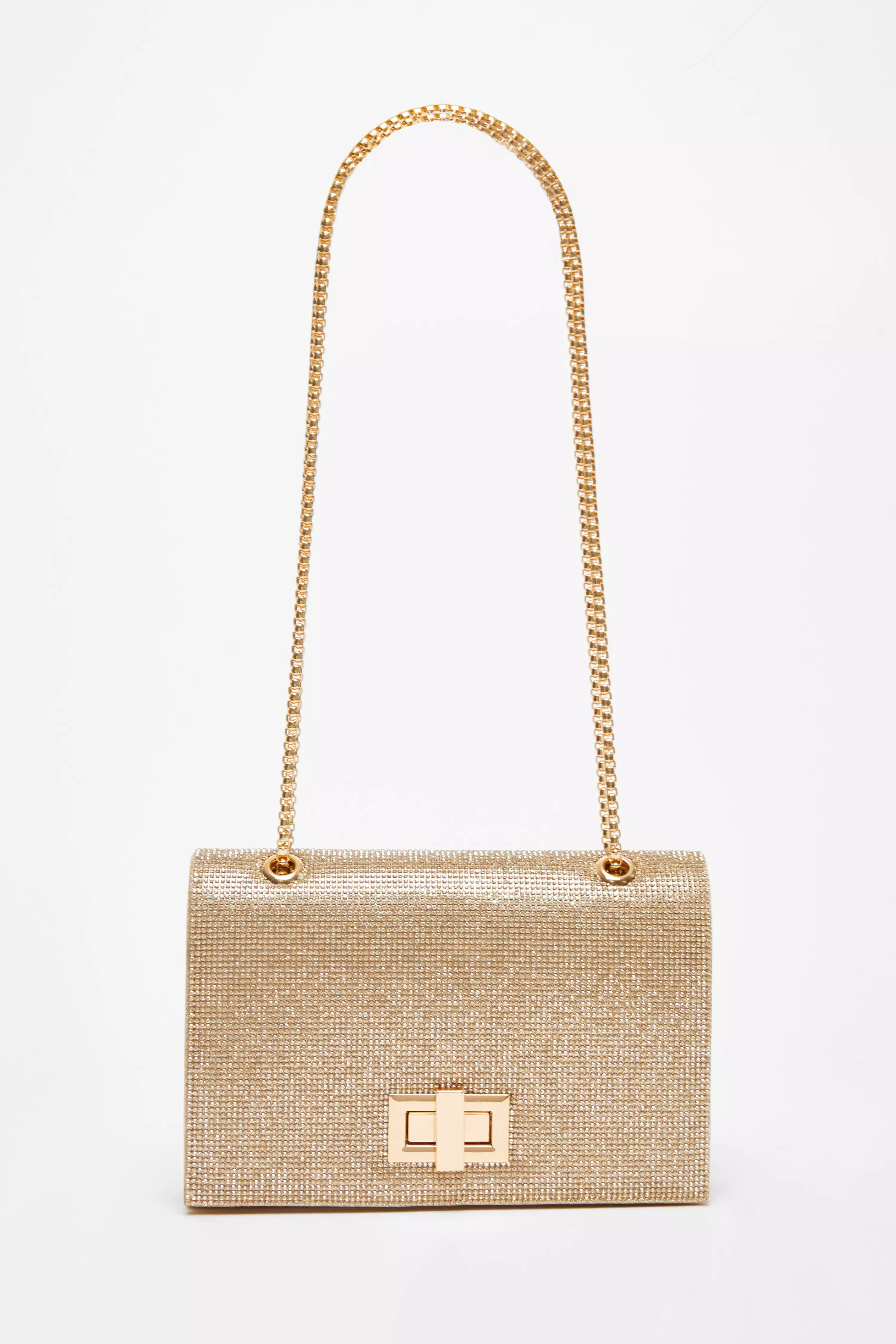 Gold Diamante Crossbody Bag