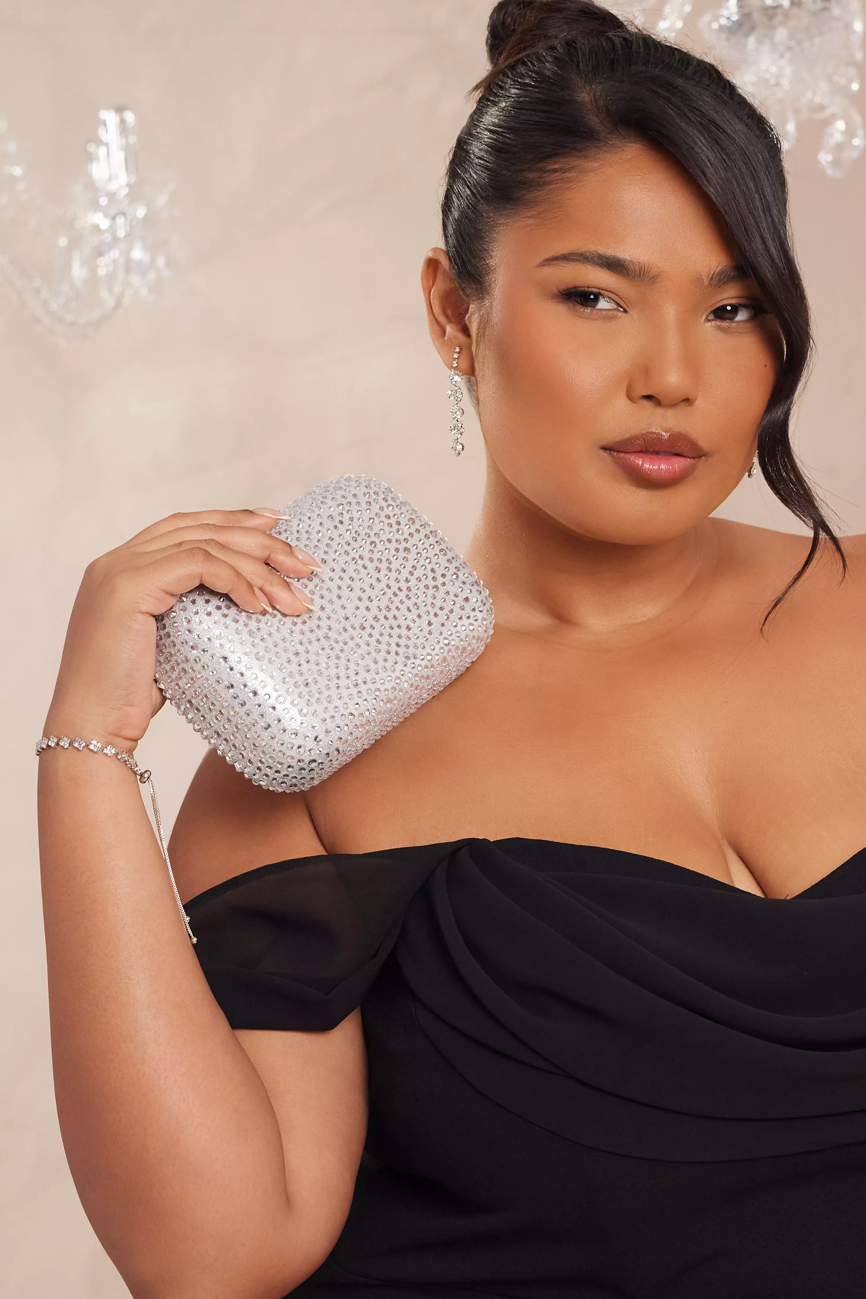 Silver Embellished Box Bag