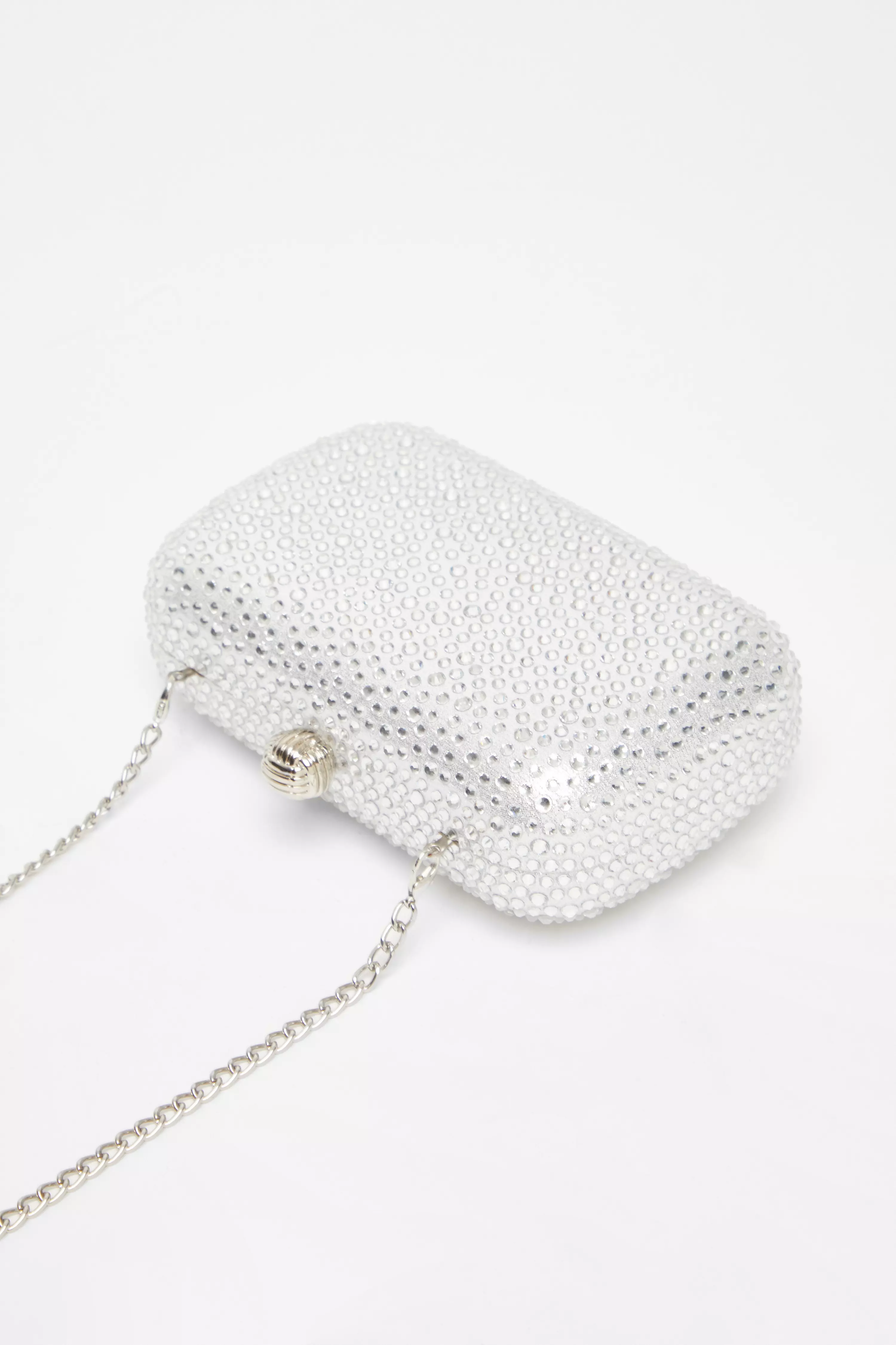 Silver Embellished Box Bag