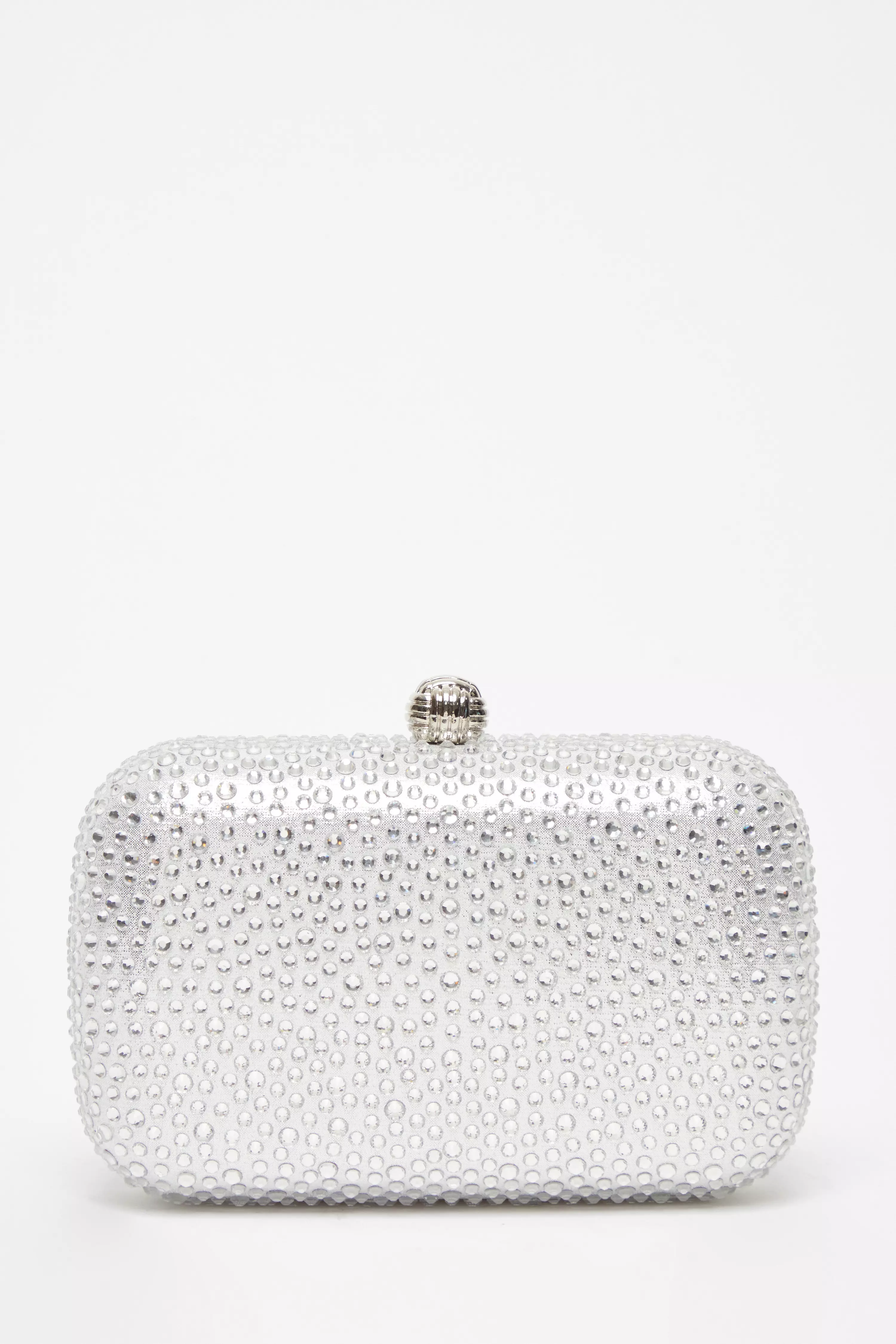 Silver Embellished Box Bag