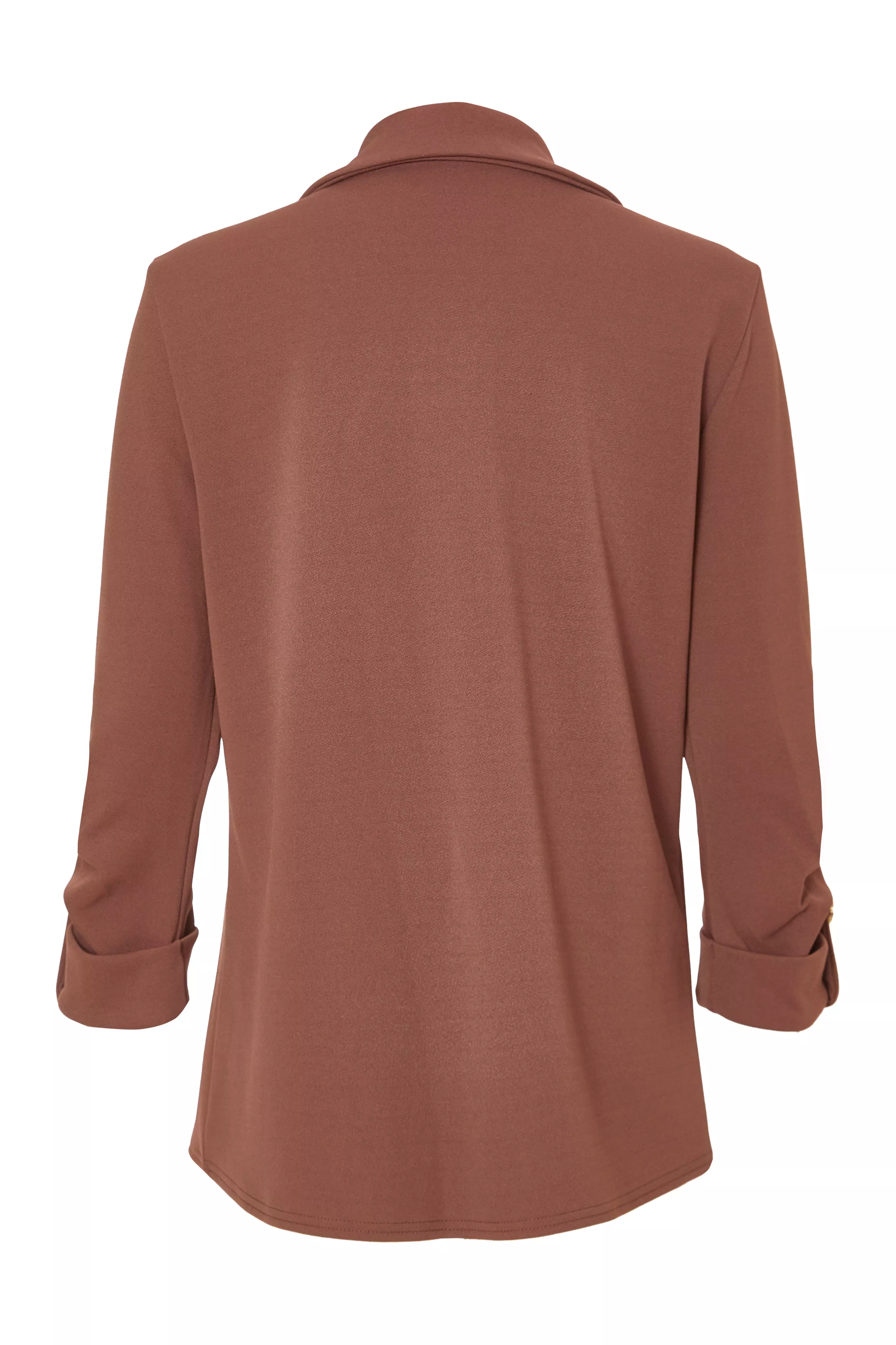 Brown Ruched Sleeve Blazer