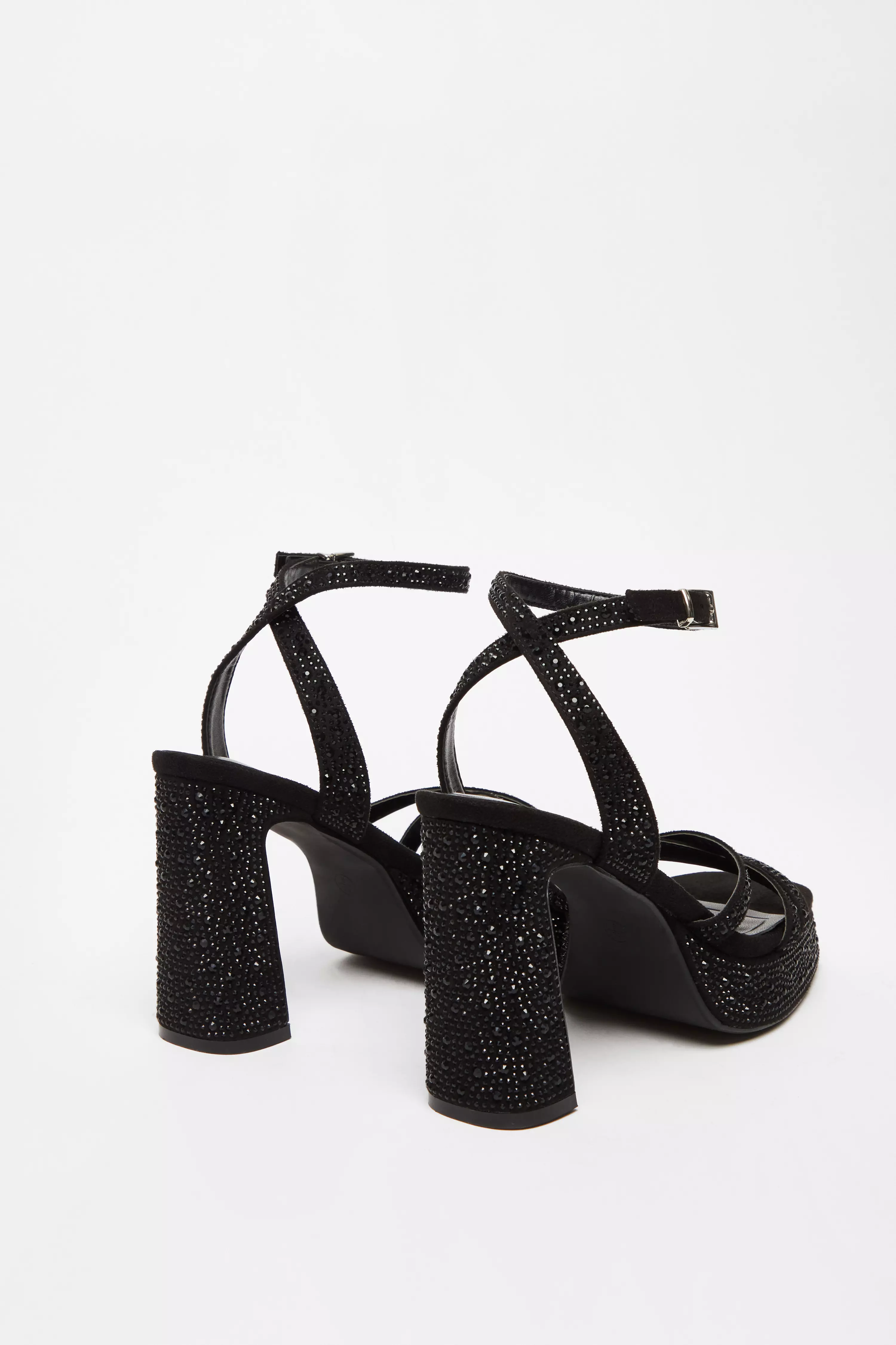 Black Diamante Platform Heels