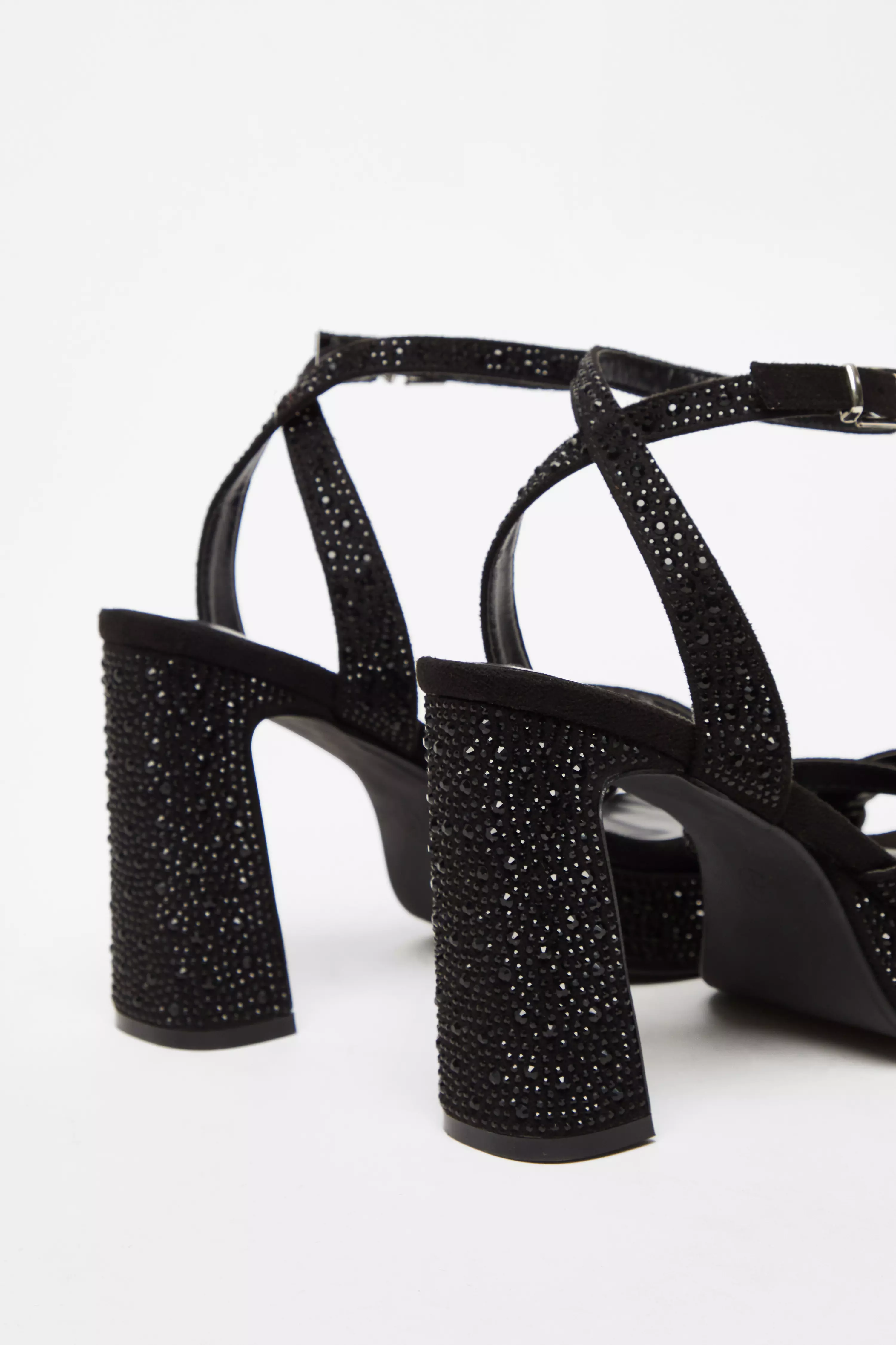 Black Diamante Platform Heels