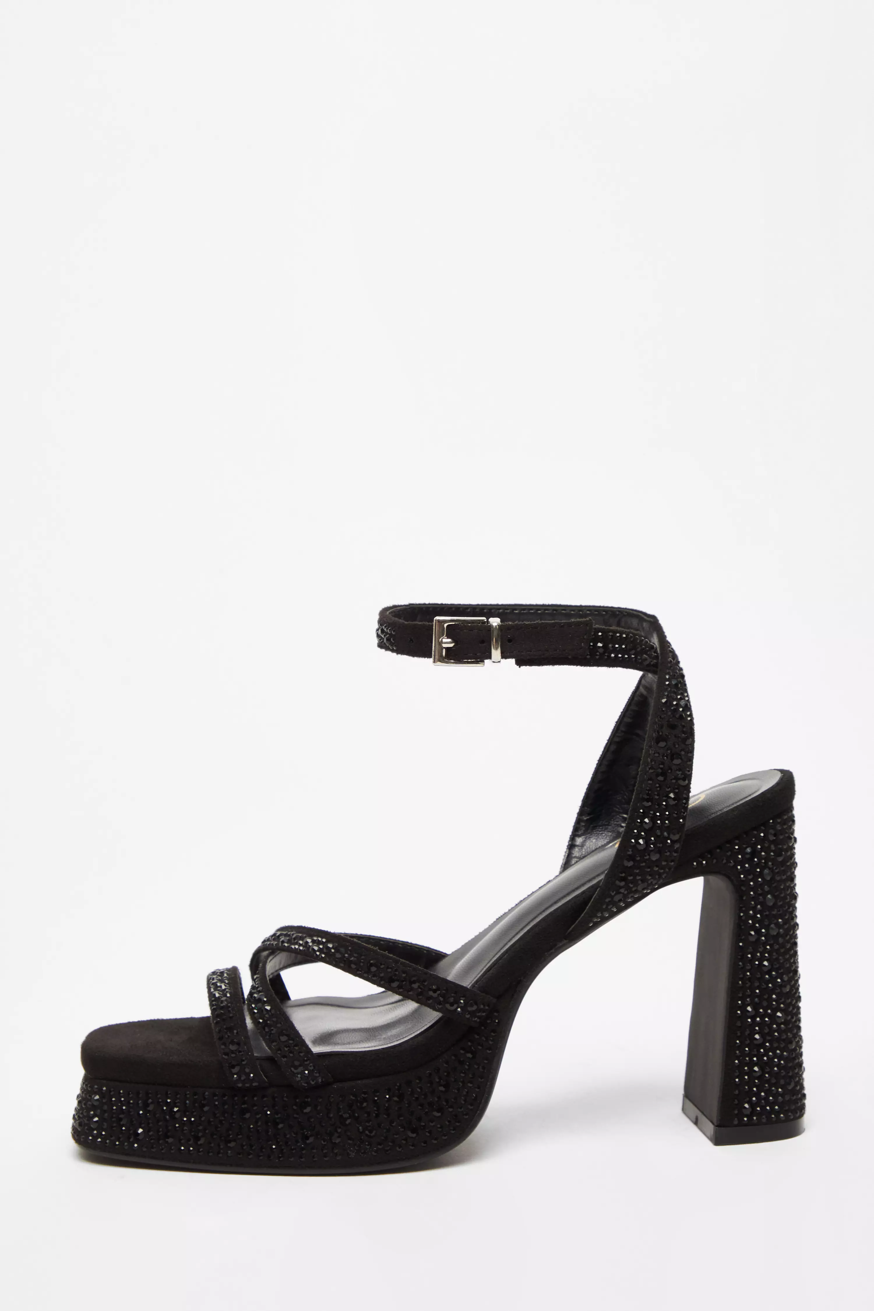 Black Diamante Platform Heels