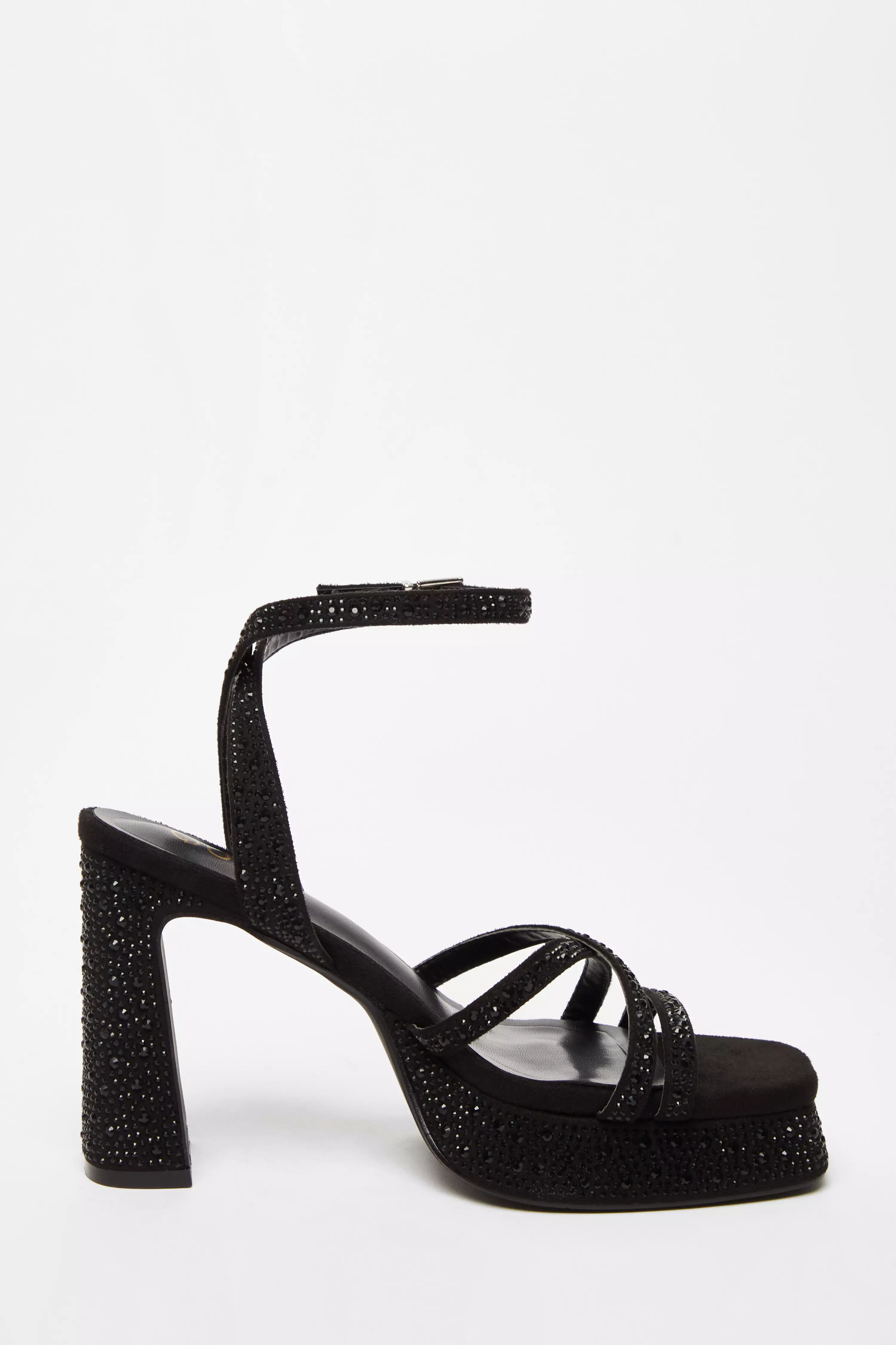 Black Diamante Platform Heels