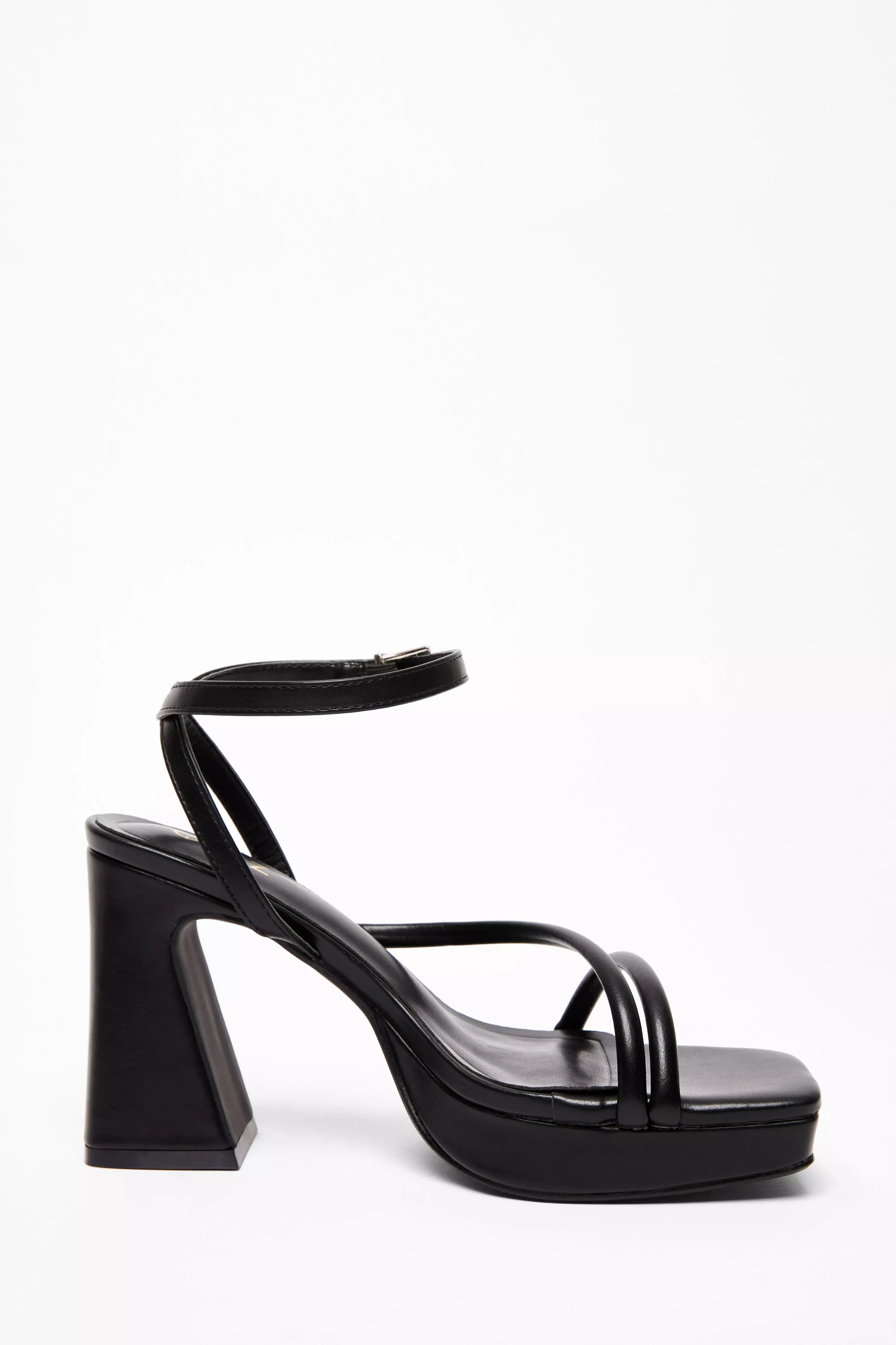 Black Strappy Platform Heeled Sandals