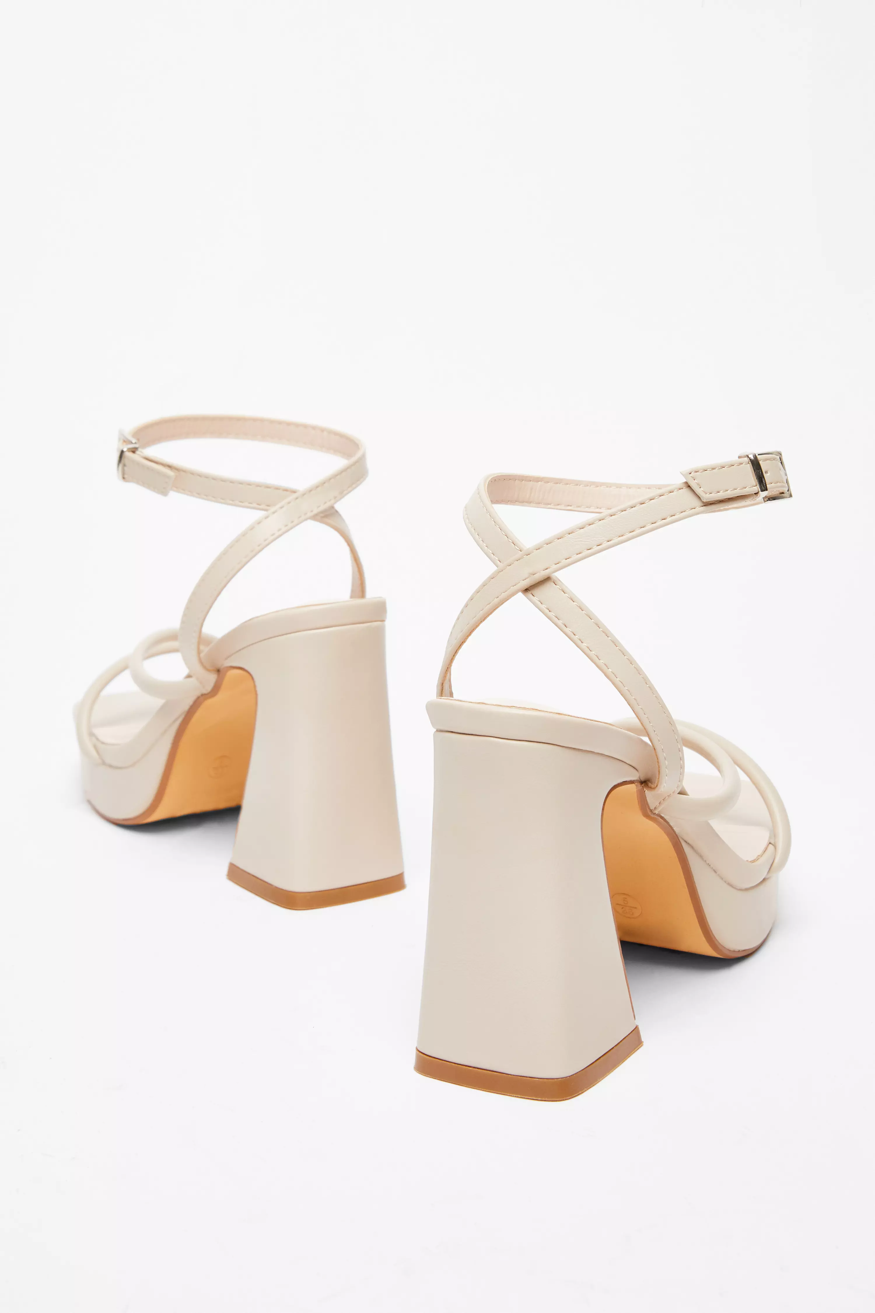 Nude Platform Heeled Sandals