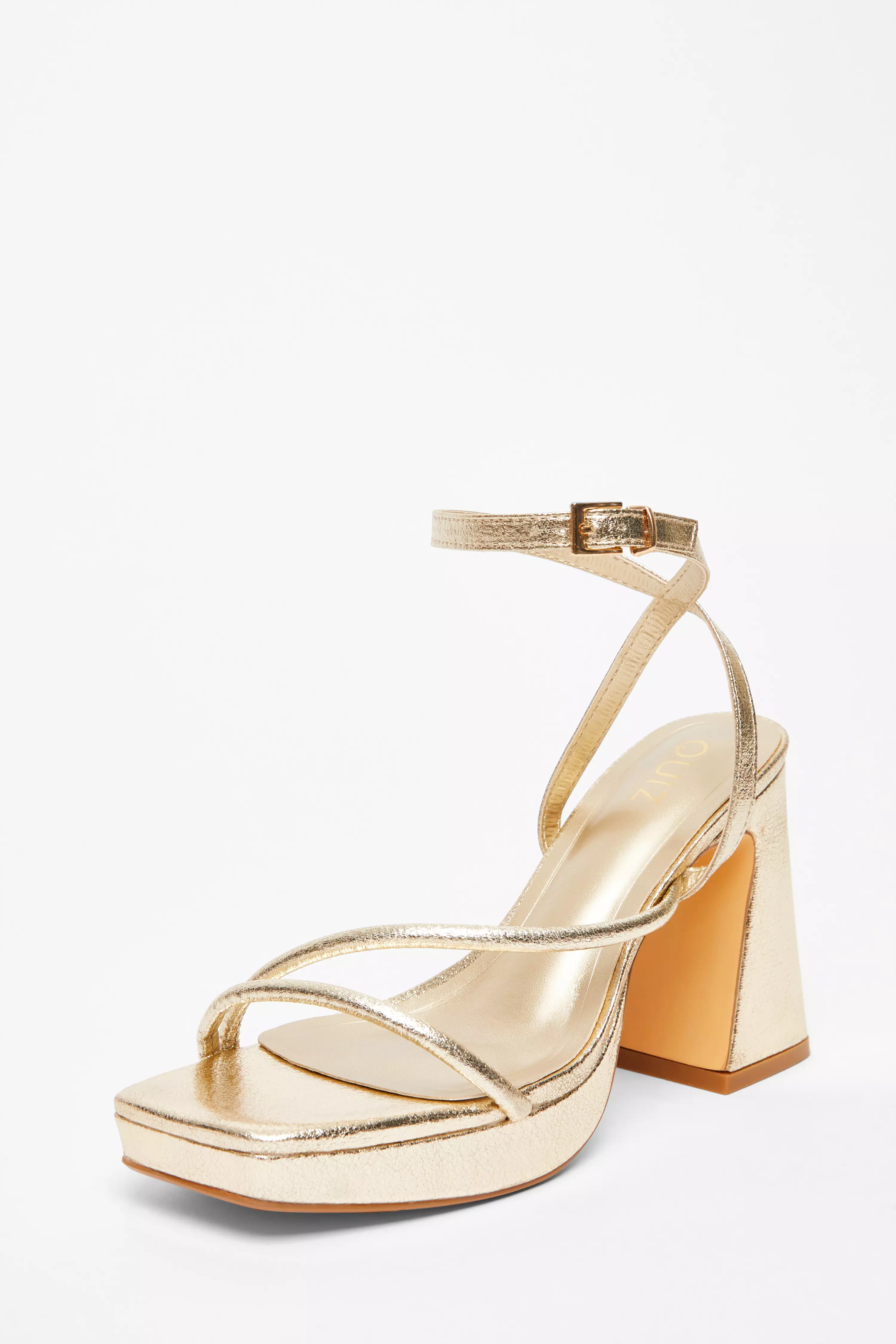 Gold Platform Heeled Sandals