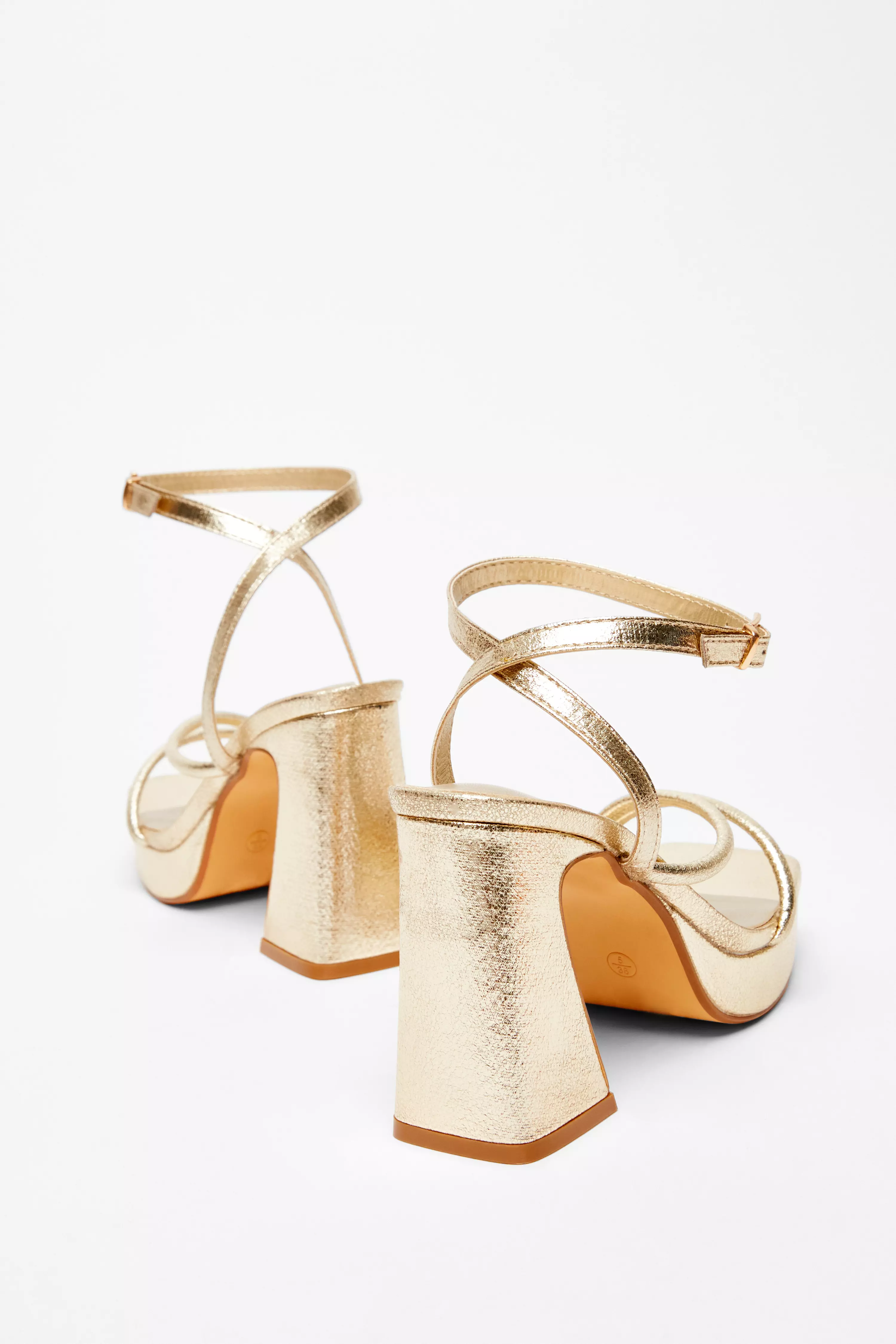 Gold Platform Heeled Sandals