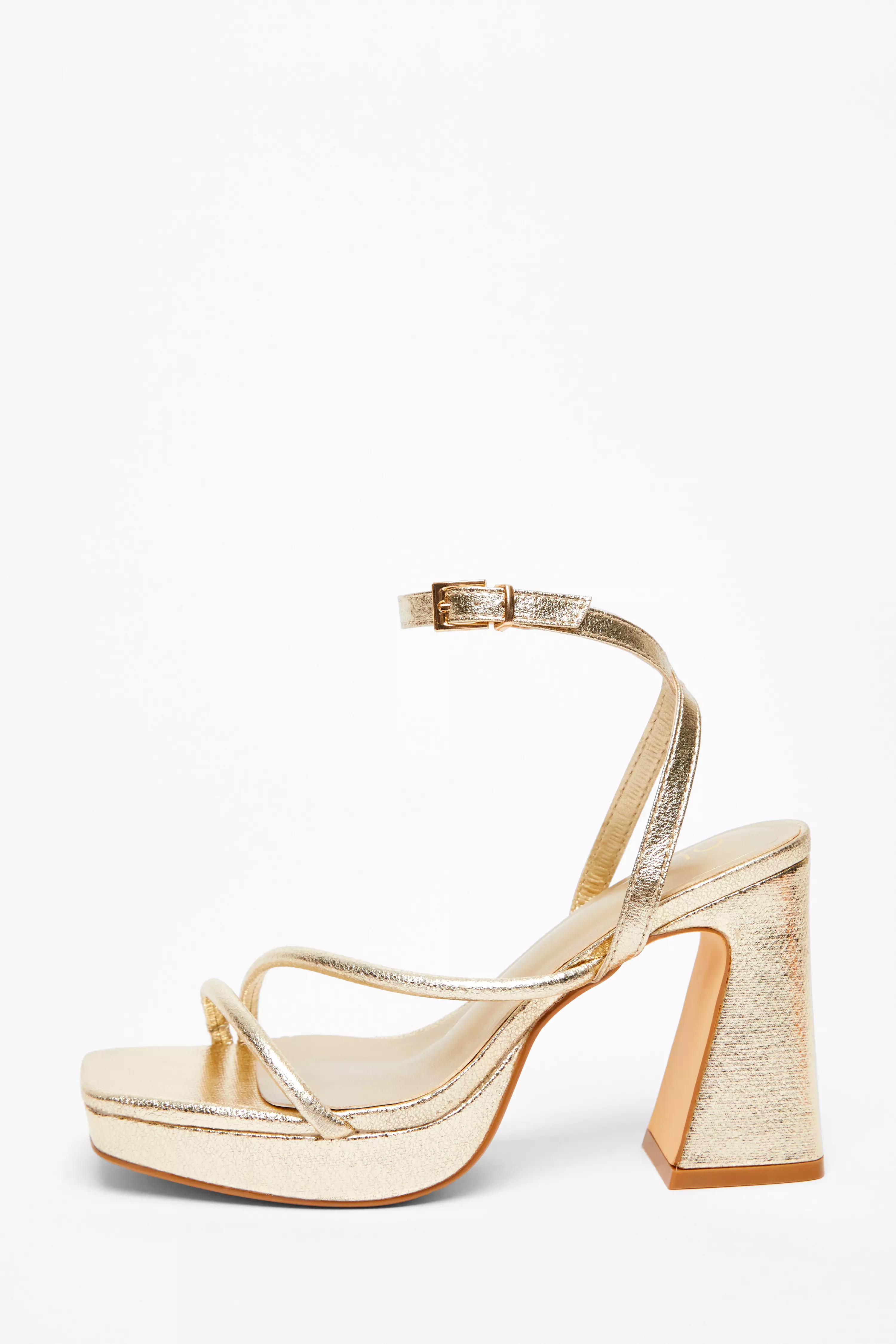 Gold Platform Heeled Sandals