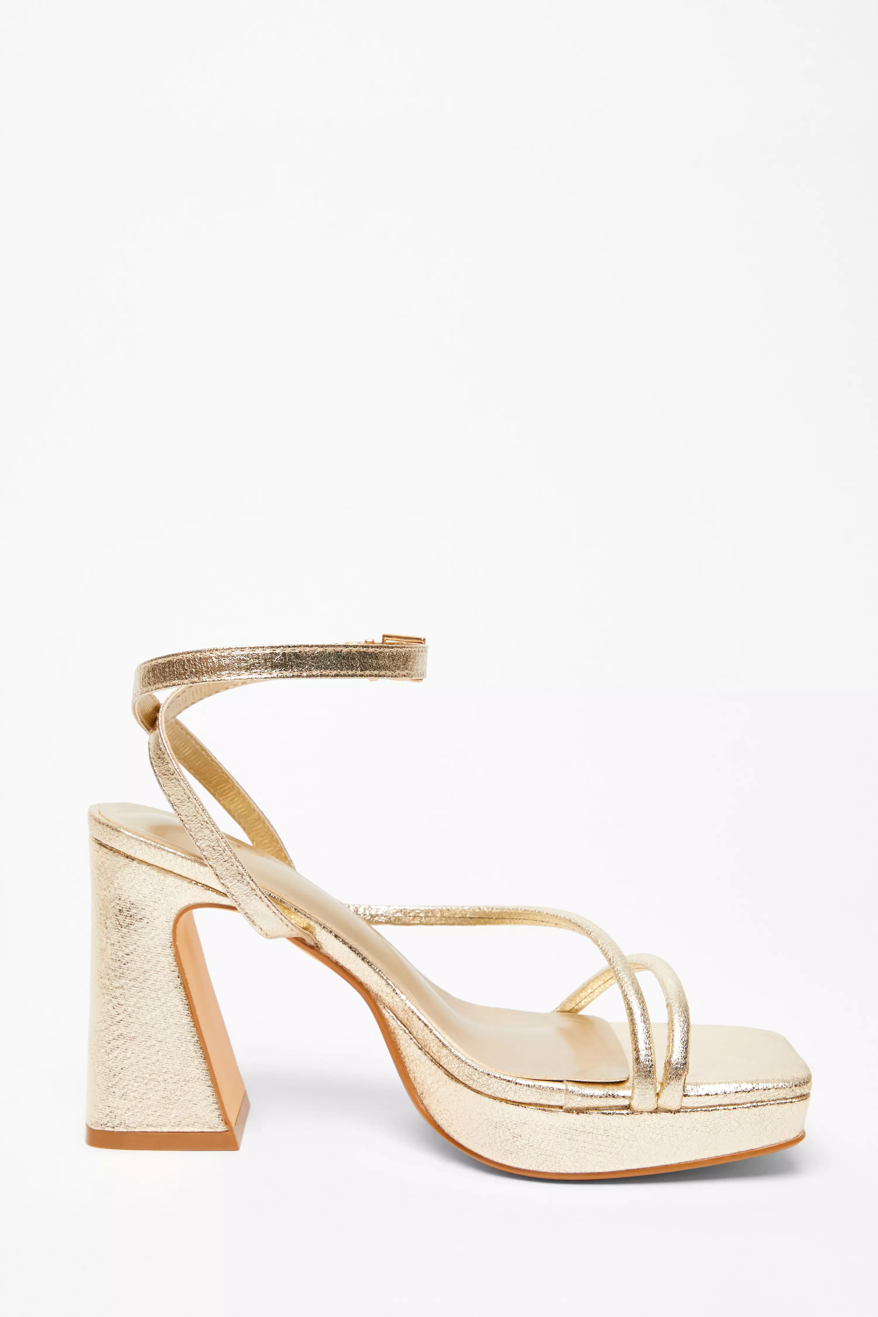 Gold Platform Heeled Sandals