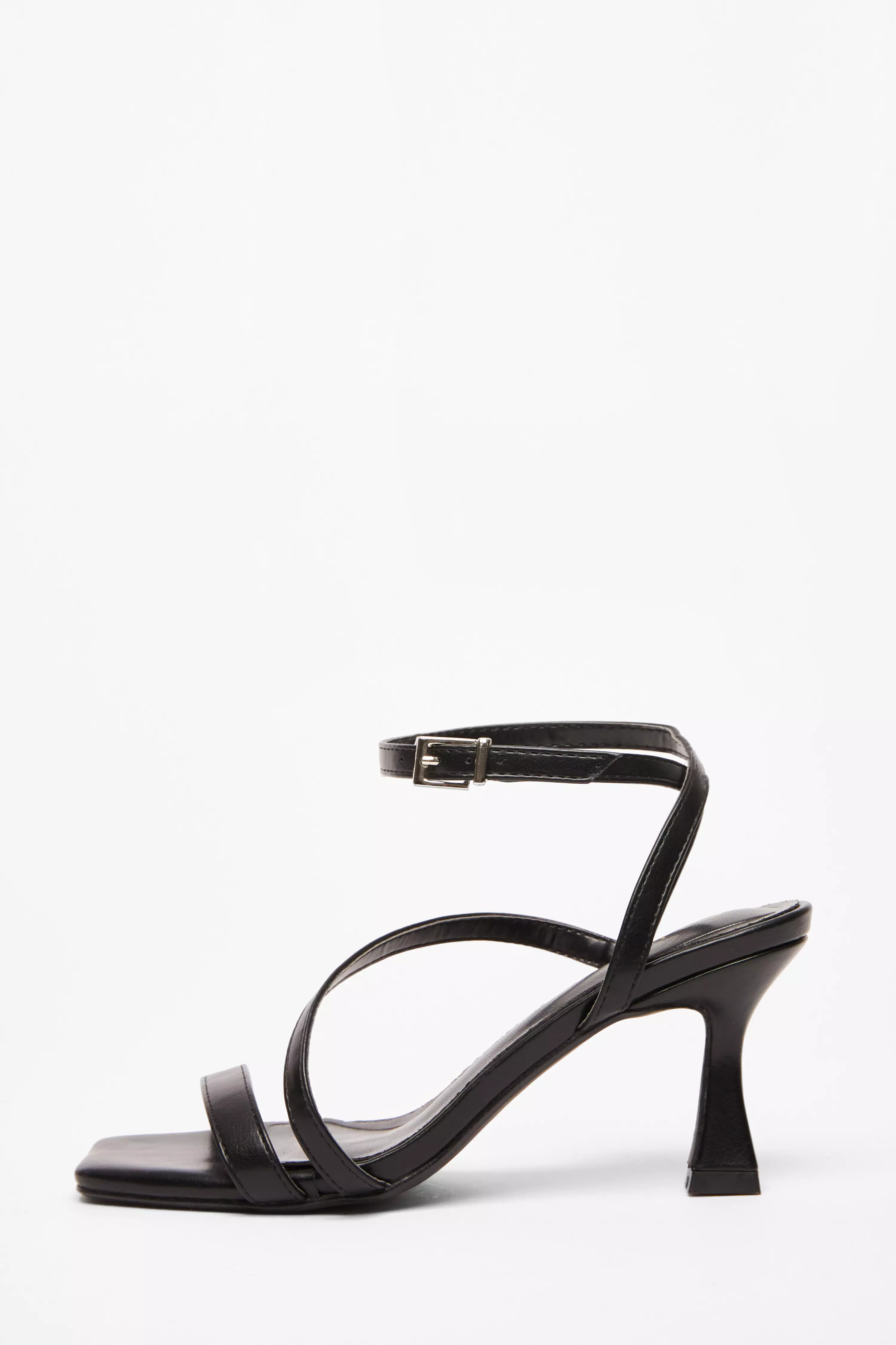 Black Strappy Flared Heel 