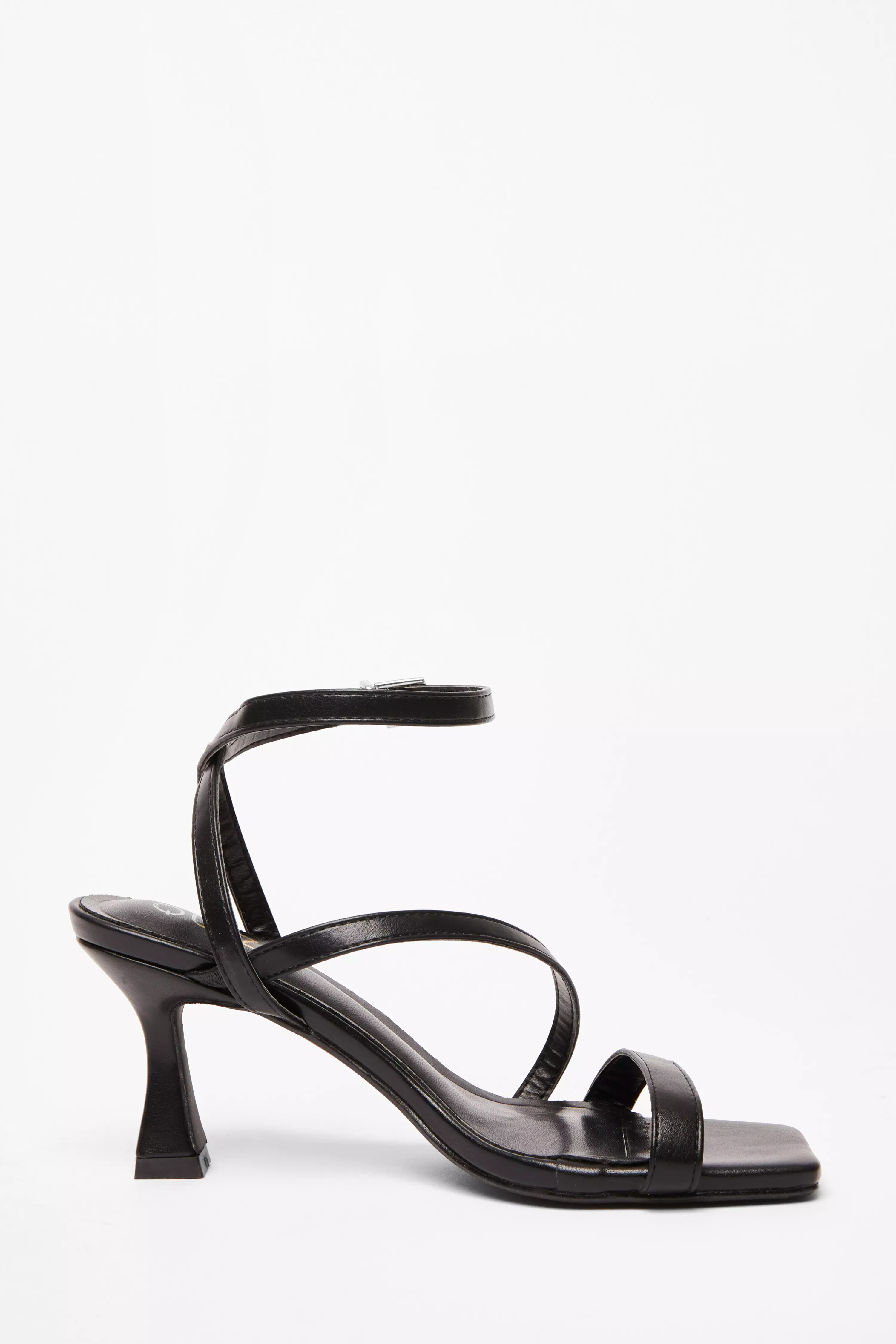 Black Strappy Flared Heel 