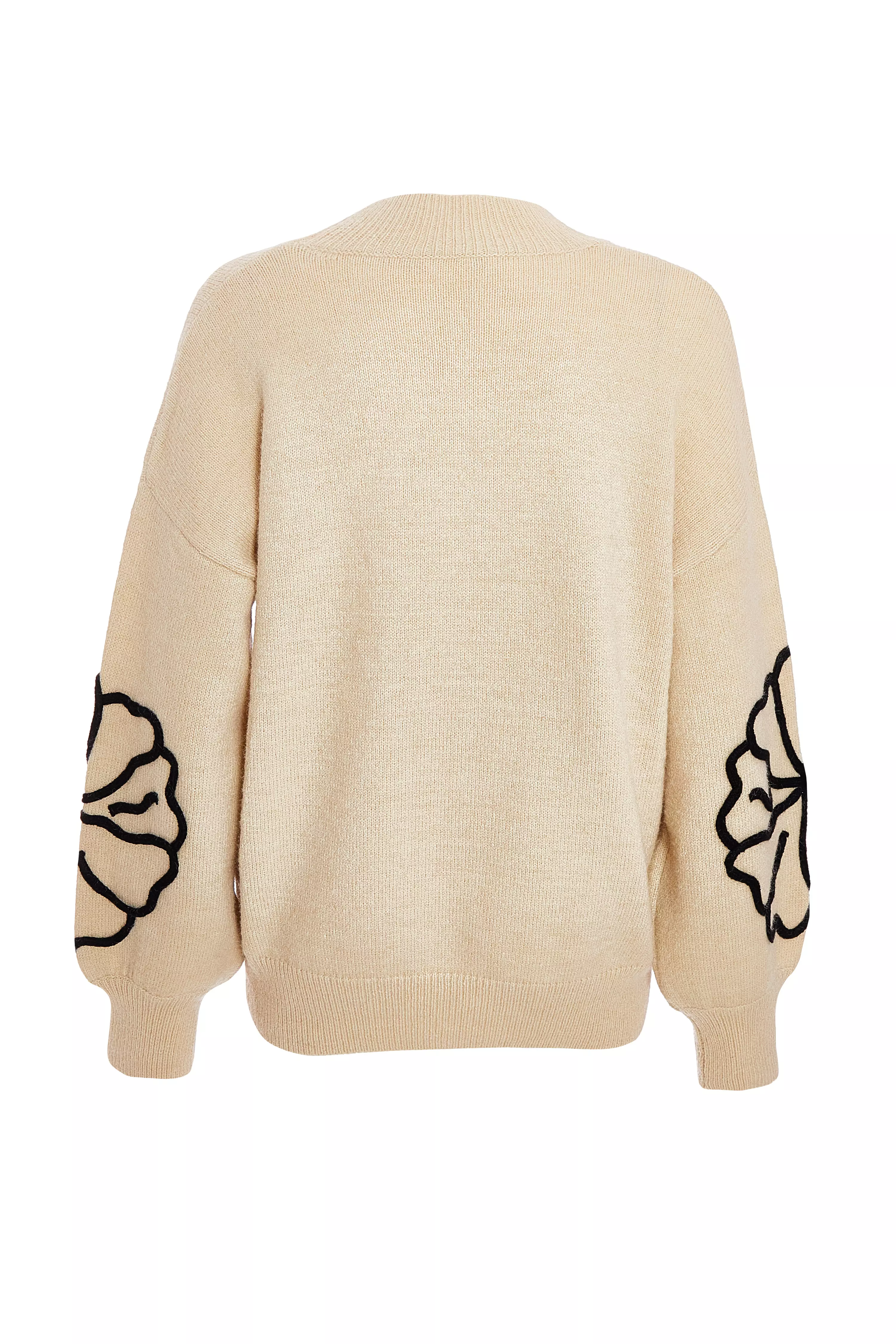 Cream Knit Floral Jumper