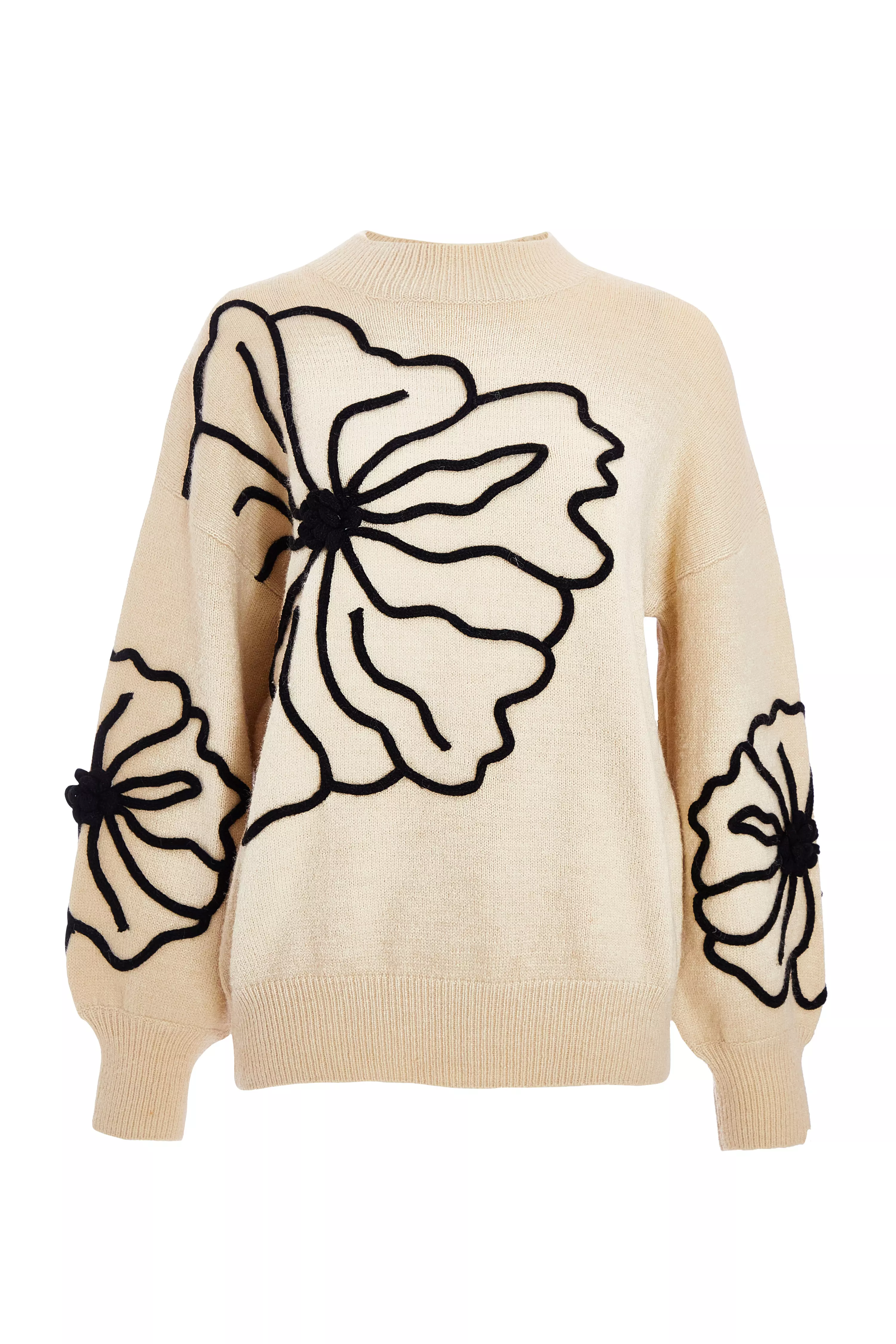 Cream Knit Floral Jumper